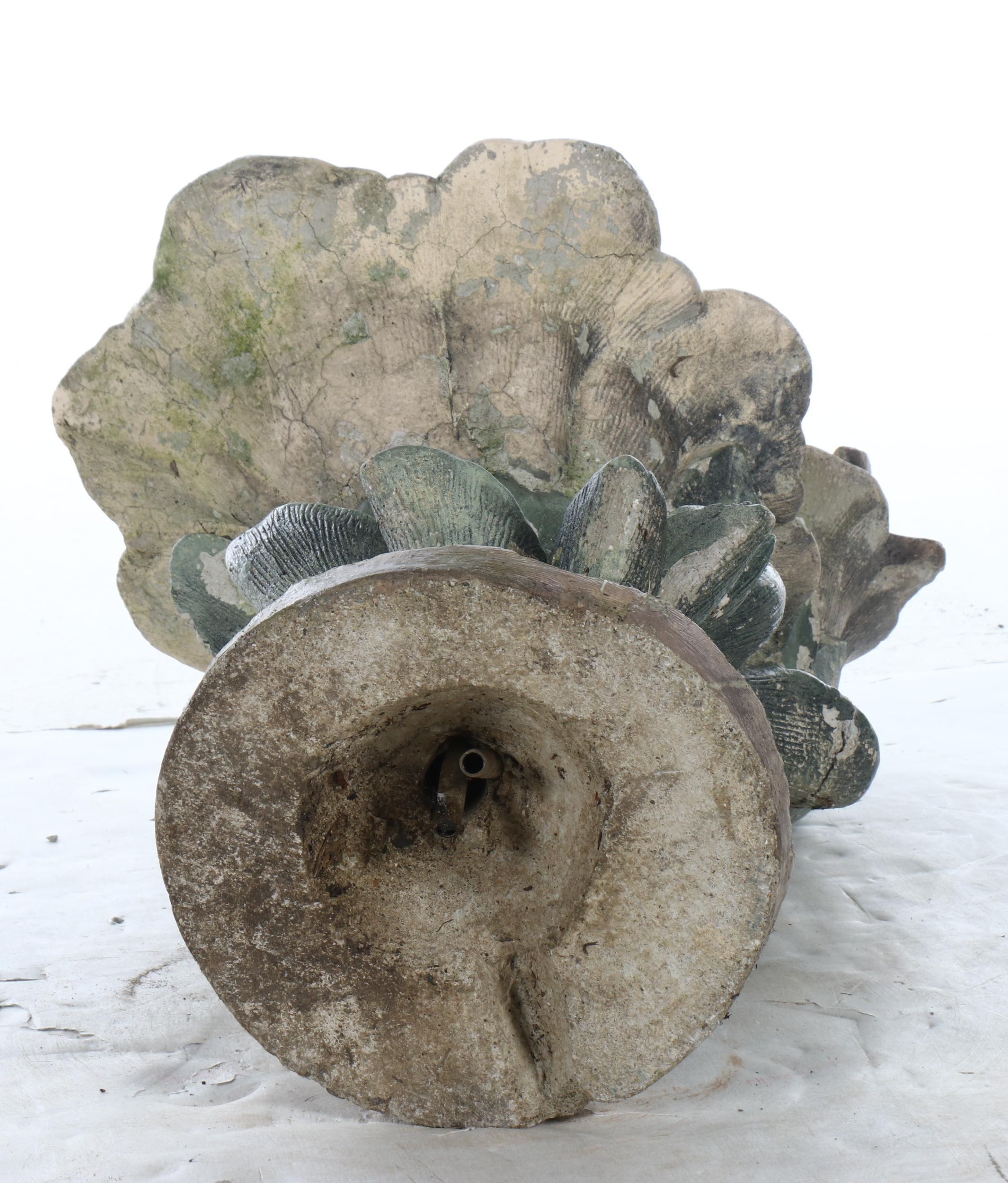 Paint-Decorated Cast Concrete Flower Fountain