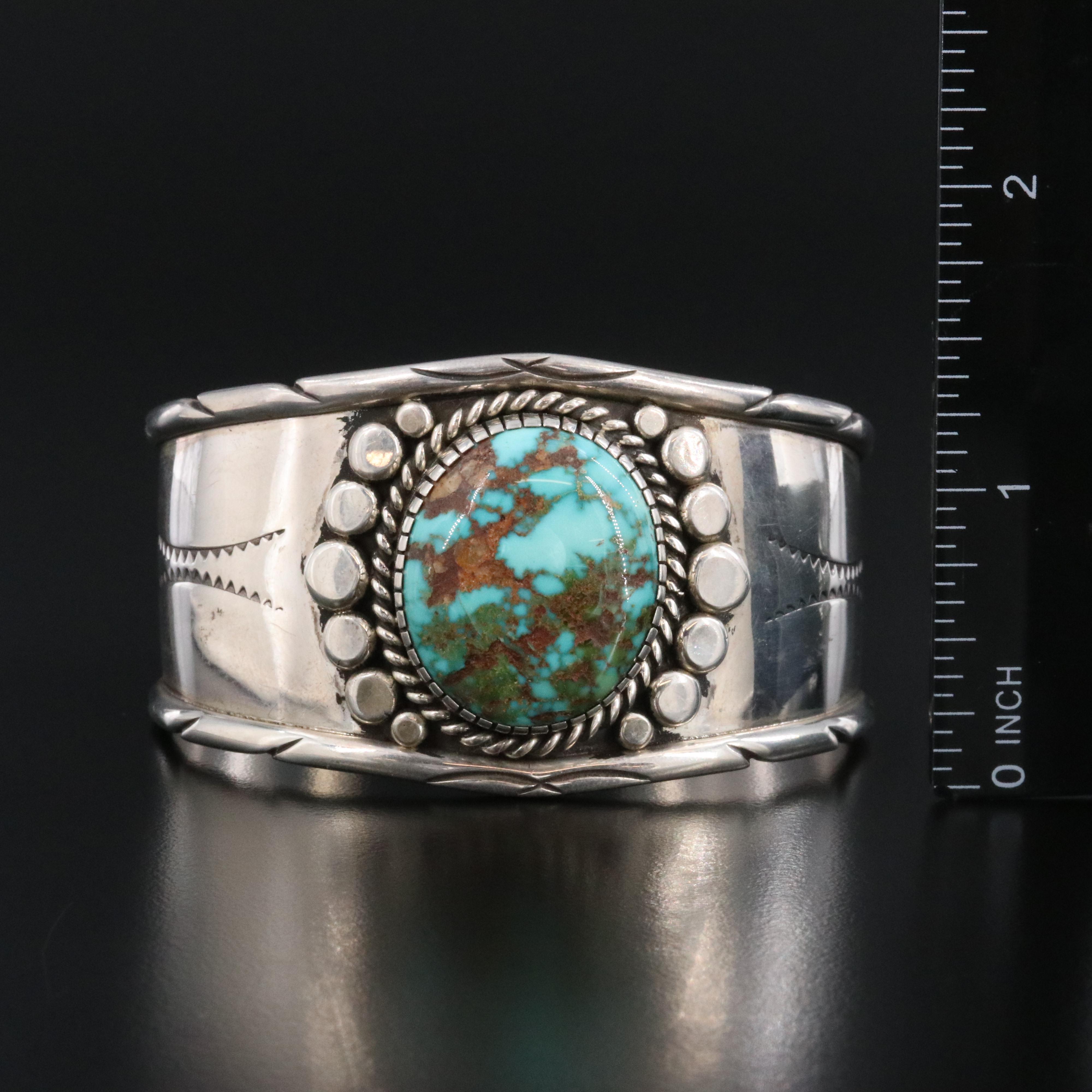 Kathy Abeita Isleta Pueblo Sterling Turquoise Cuff Bracelet