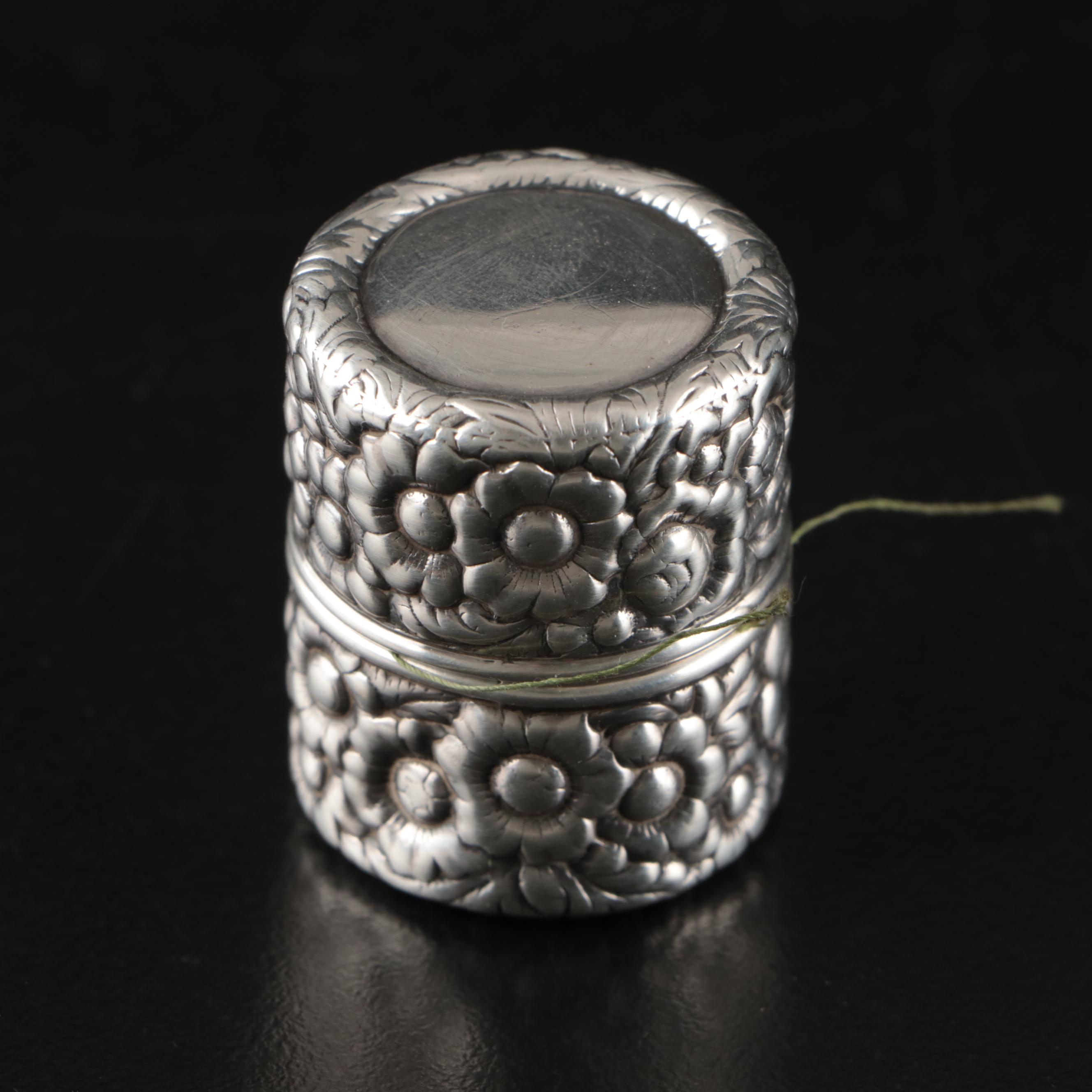 Reed & Barton "Tara" Sterling Pin Cushion with Spool Holder and Vanity Boxes