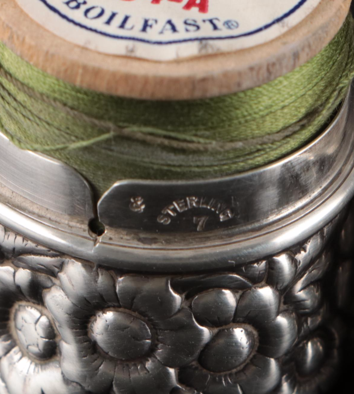 Reed & Barton "Tara" Sterling Pin Cushion with Spool Holder and Vanity Boxes