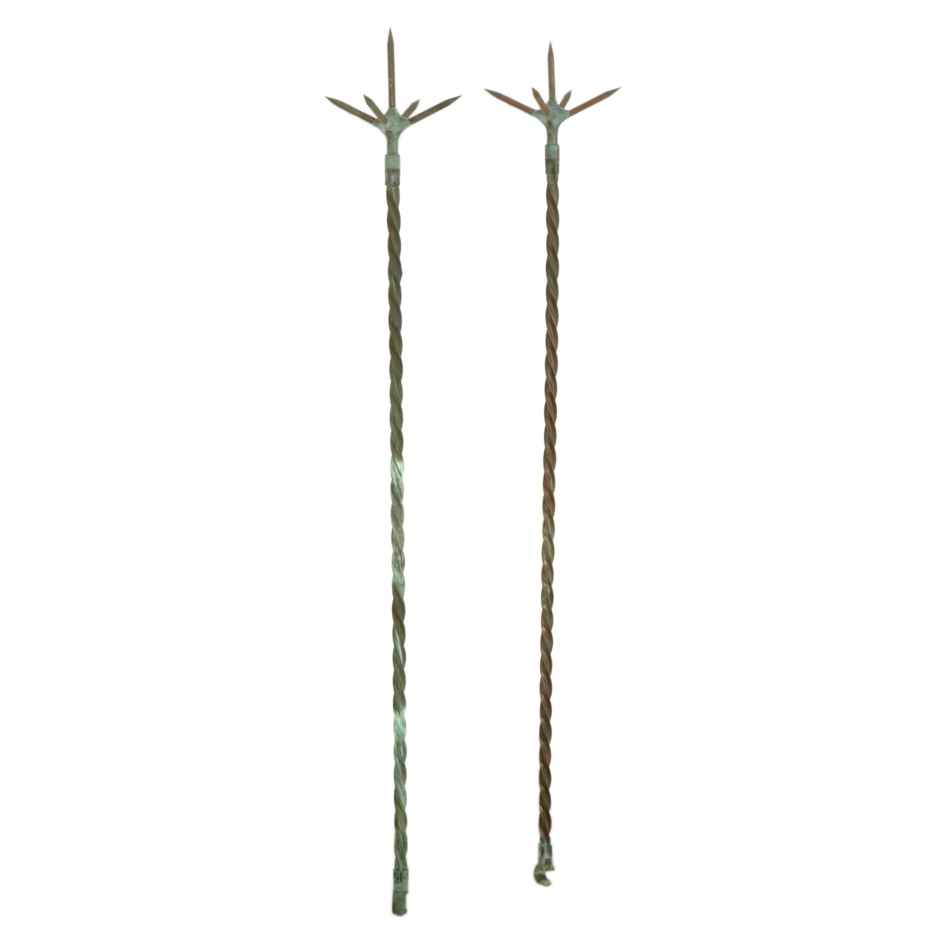 Two  Lightening Rods with Five Point Ends, Late 19th to Early 20th Century