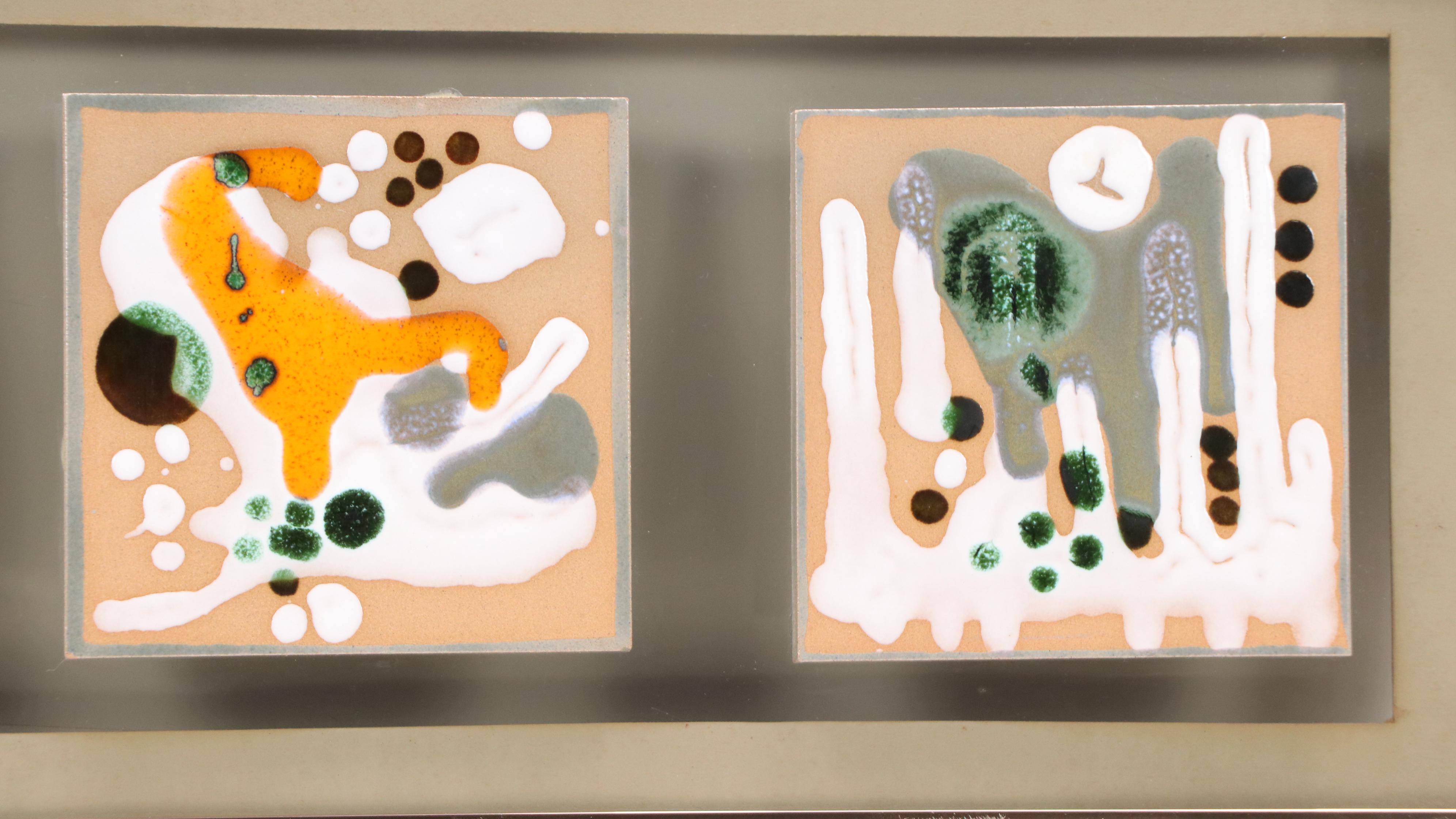 Hand-Glazed Ceramic Tiles with Abstract Forms, Late 20th/21st Century