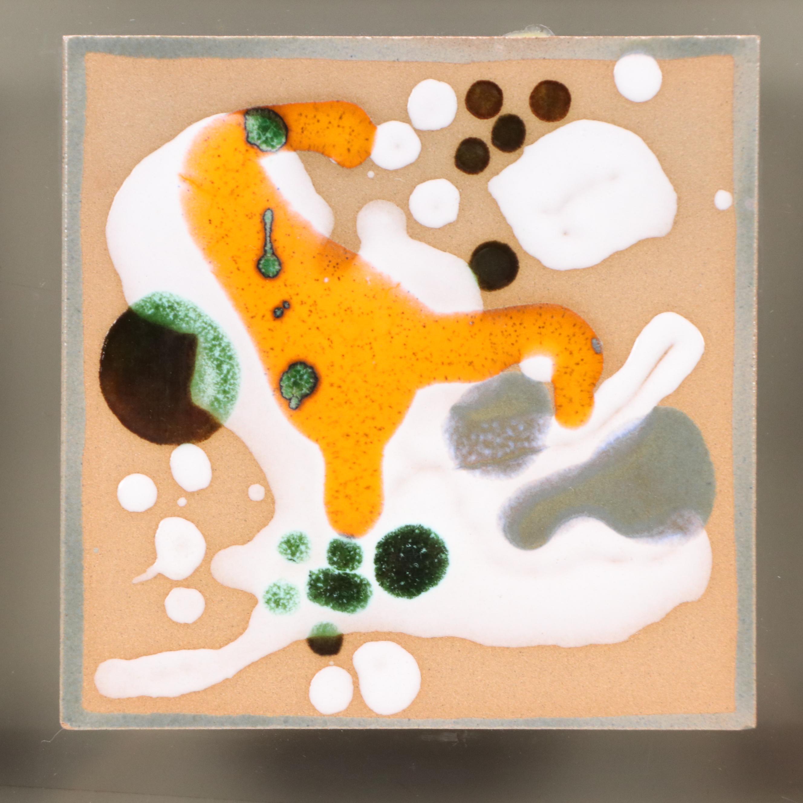 Hand-Glazed Ceramic Tiles with Abstract Forms, Late 20th/21st Century