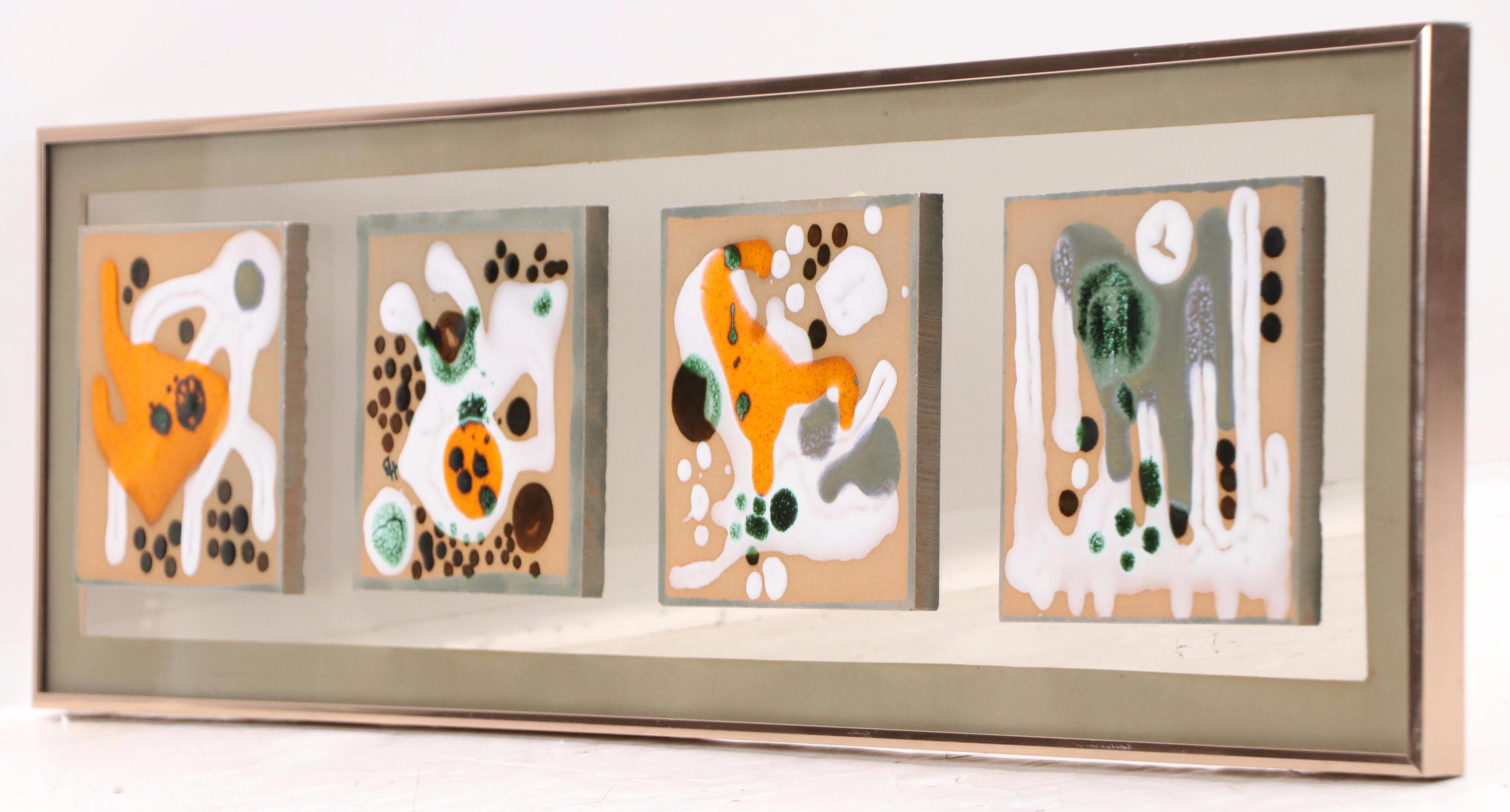 Hand-Glazed Ceramic Tiles with Abstract Forms, Late 20th/21st Century