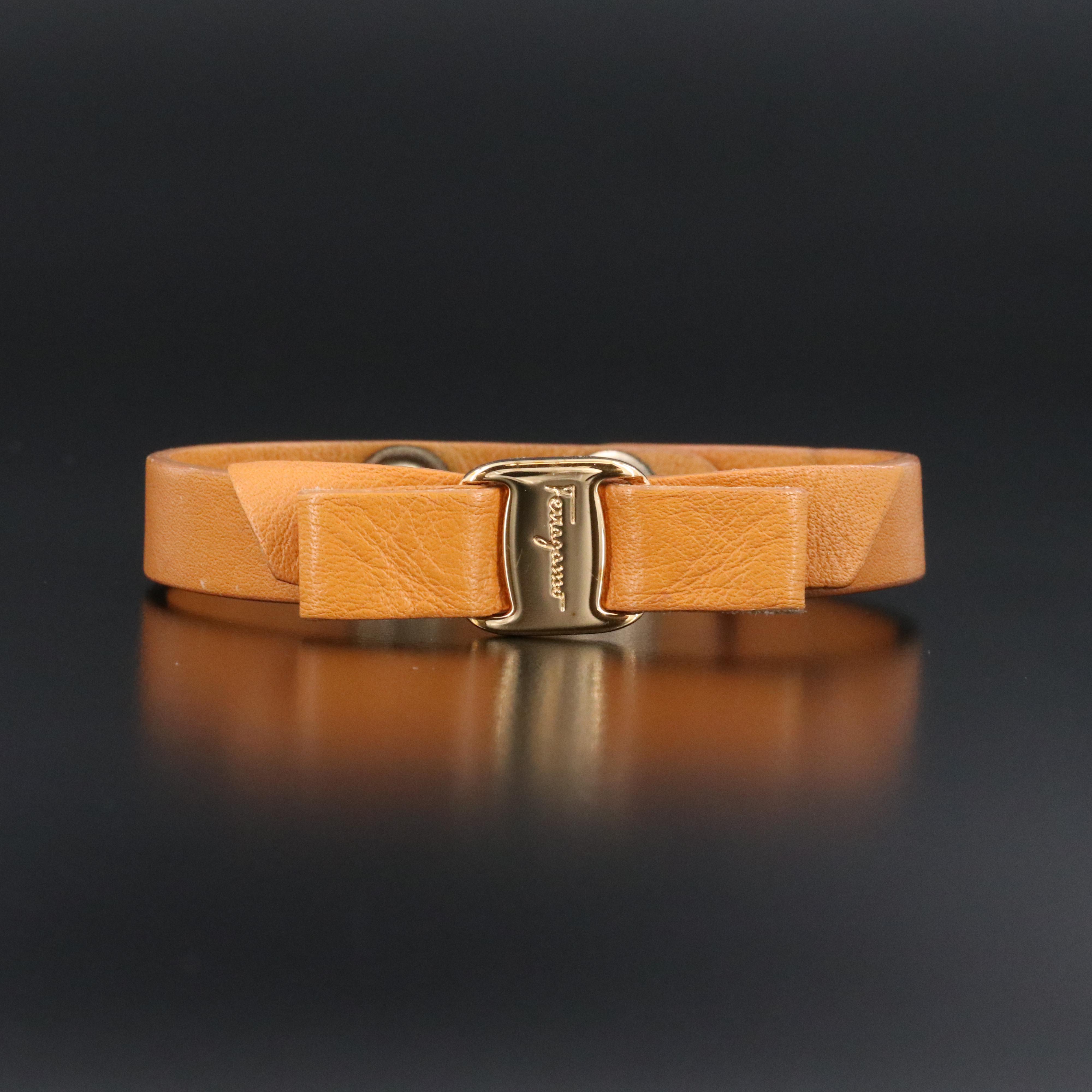 Ferragamo Vara Leather Bow Bracelet