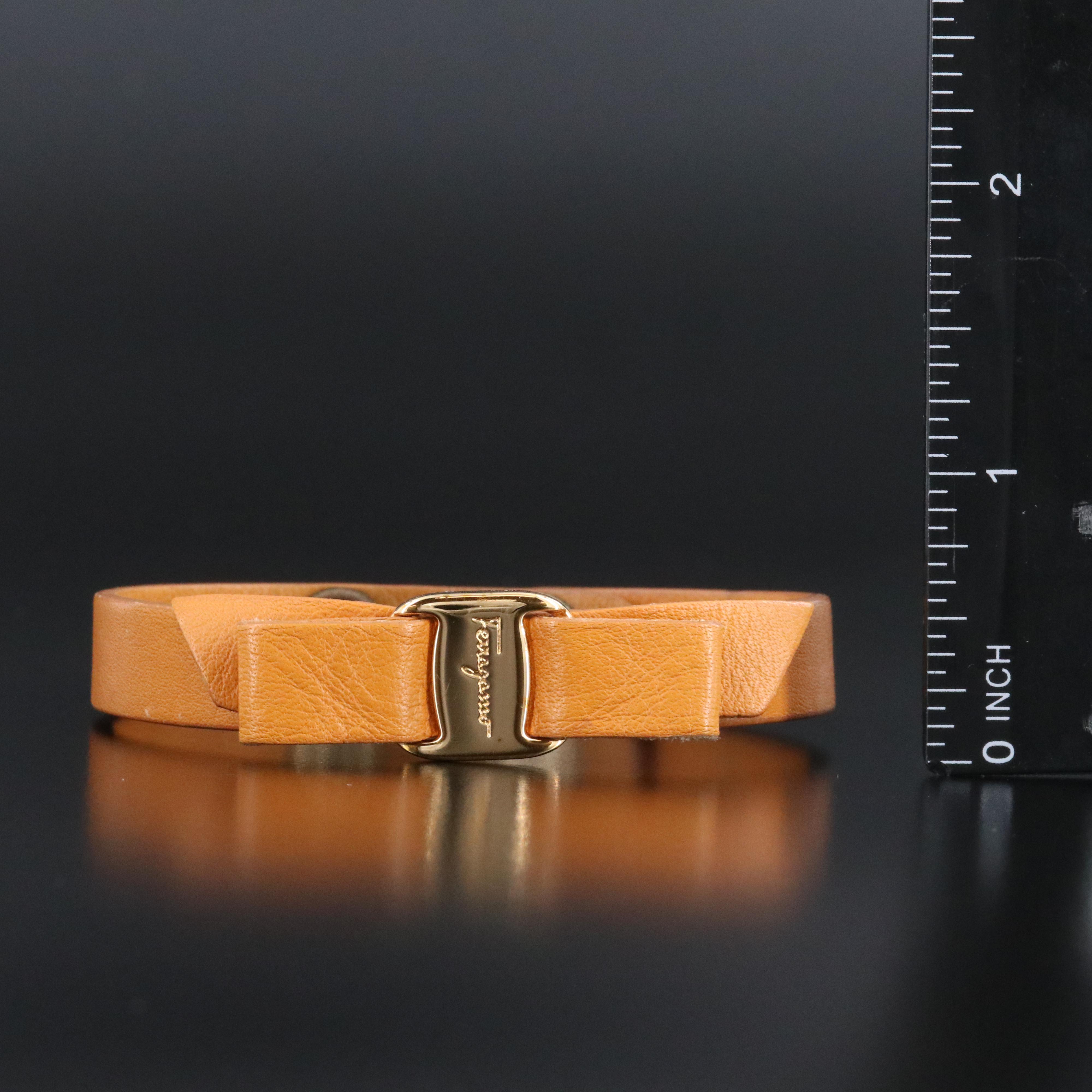 Ferragamo Vara Leather Bow Bracelet