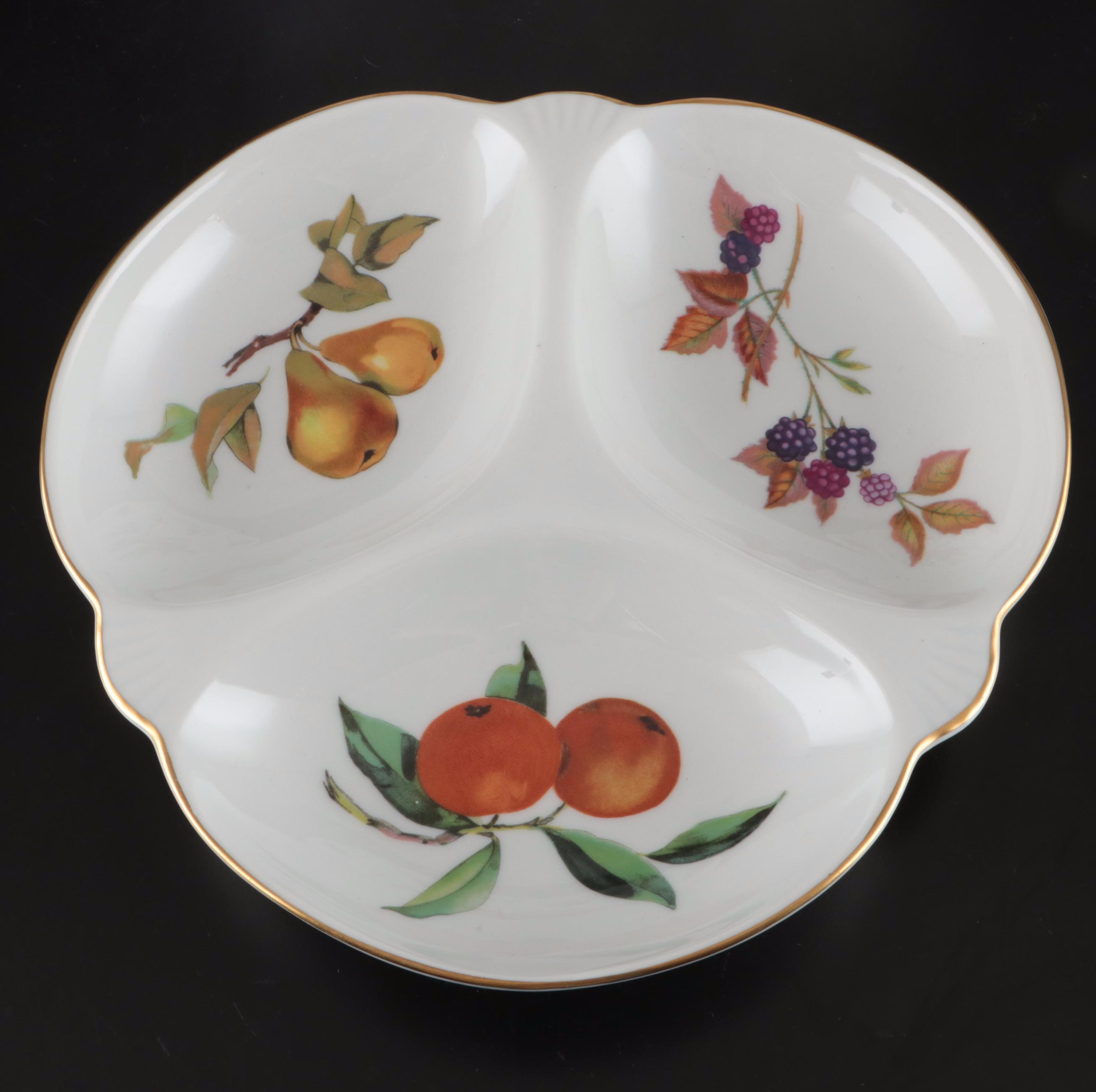 Royal Worcester "Evesham" Sectioned Porcelain Relish Dish and Other Serveware