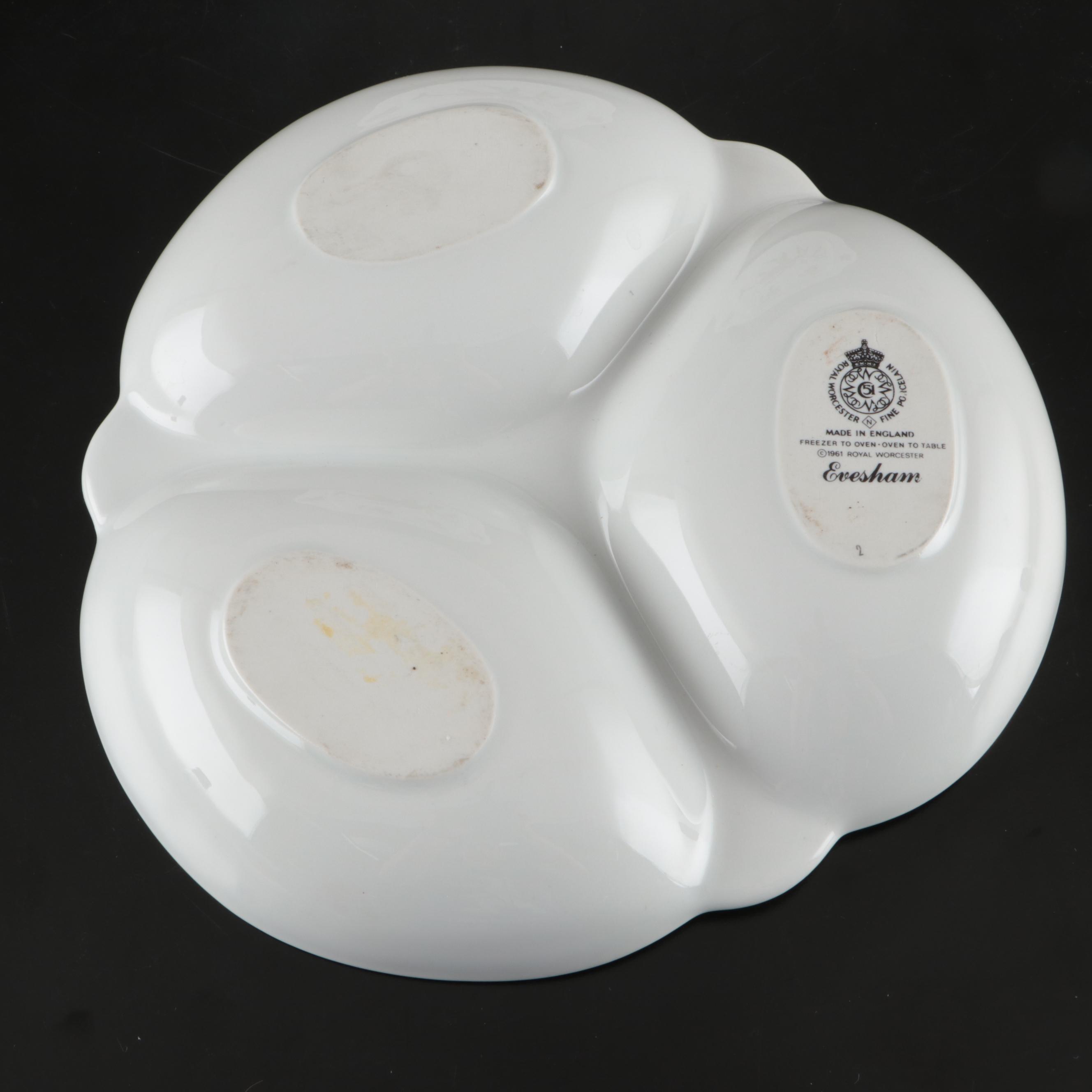 Royal Worcester "Evesham" Sectioned Porcelain Relish Dish and Other Serveware