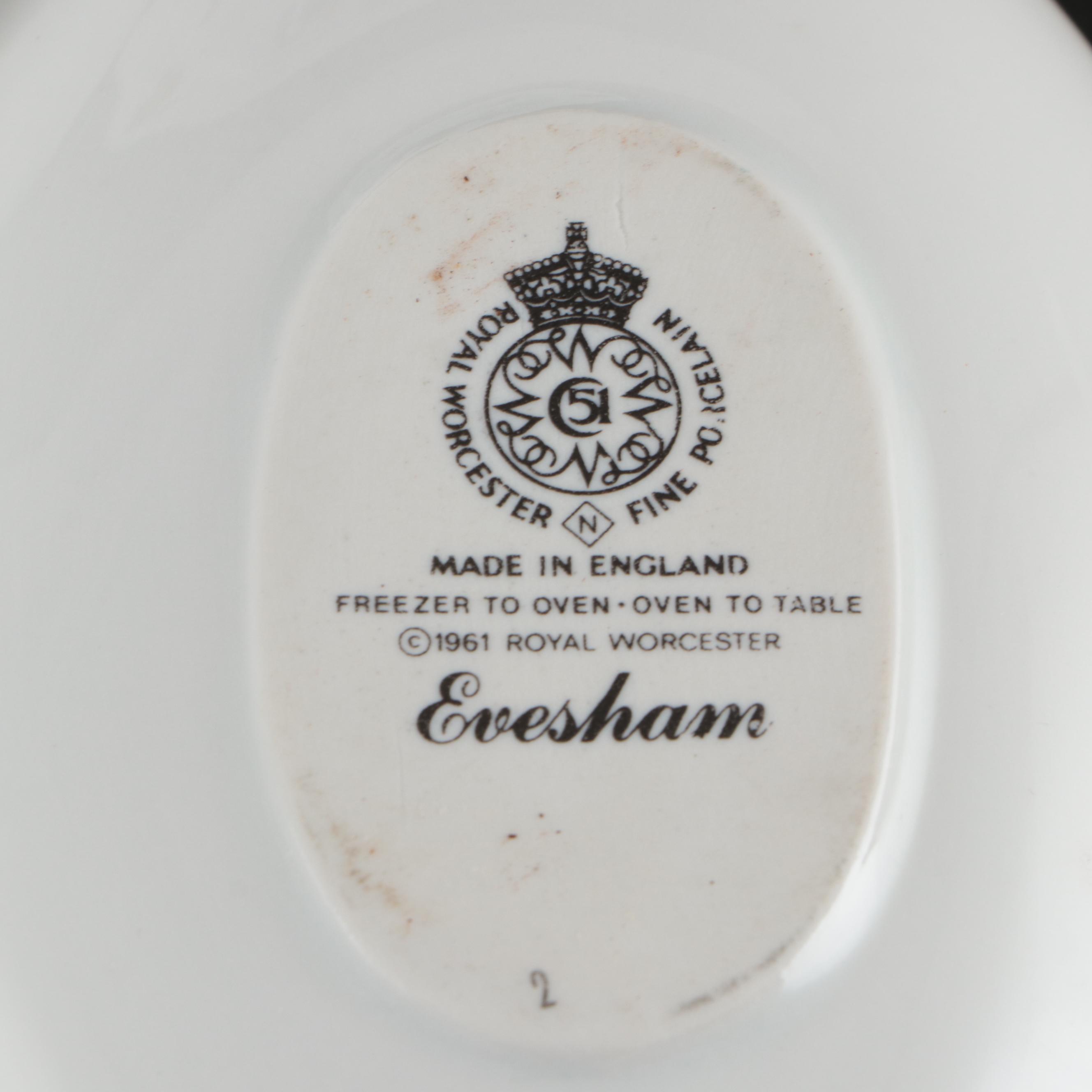 Royal Worcester "Evesham" Sectioned Porcelain Relish Dish and Other Serveware