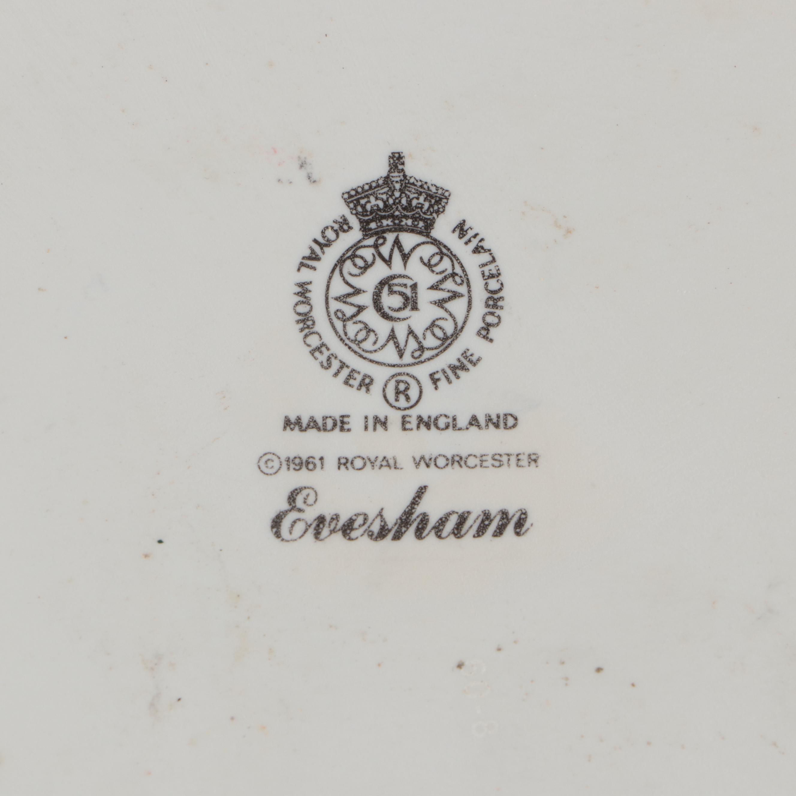 Royal Worcester "Evesham" Sectioned Porcelain Relish Dish and Other Serveware