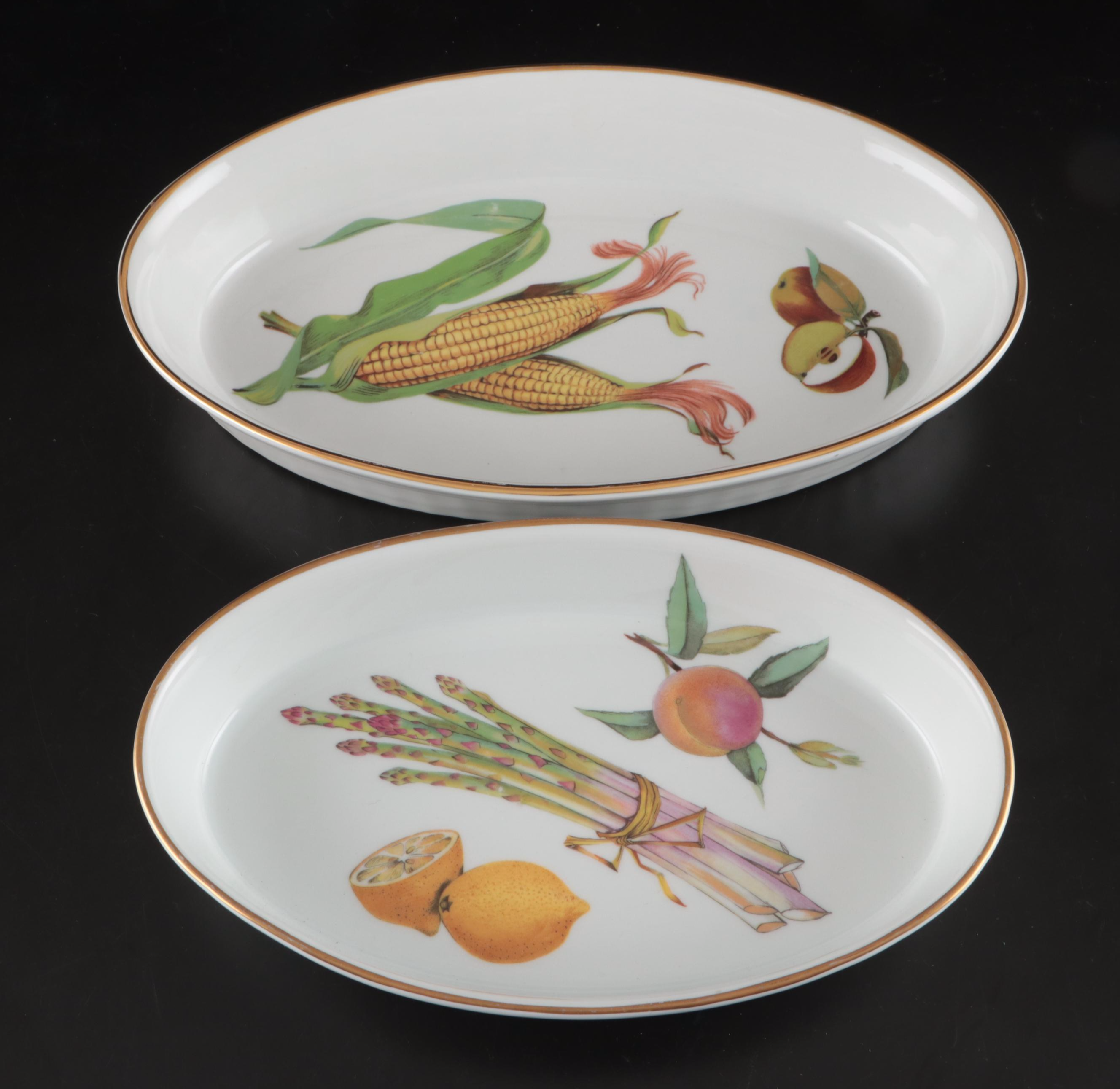 Royal Worcester "Evesham" Sectioned Porcelain Relish Dish and Other Serveware