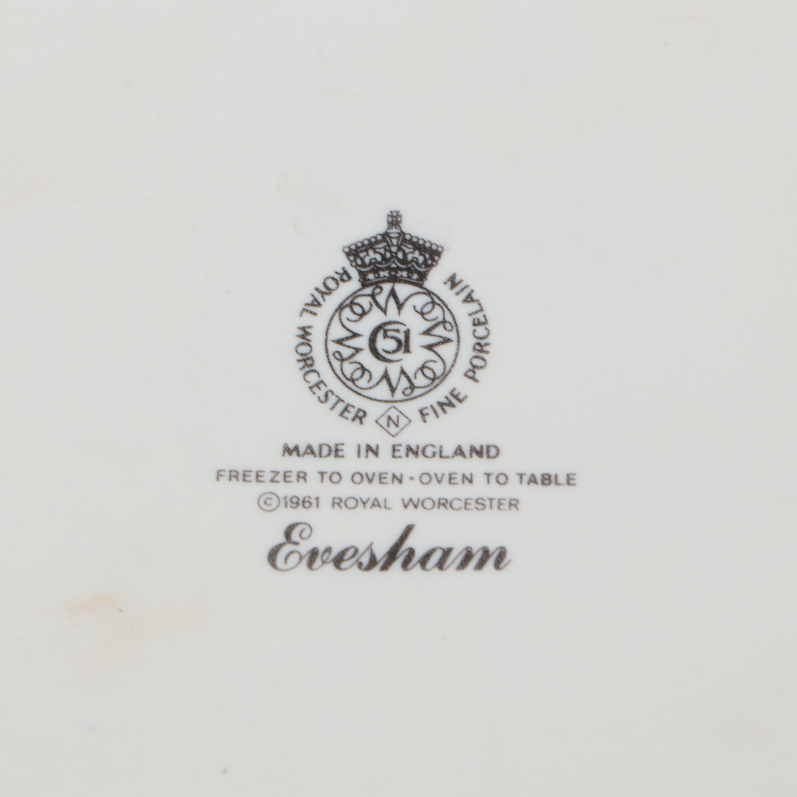 Royal Worcester "Evesham" Sectioned Porcelain Relish Dish and Other Serveware