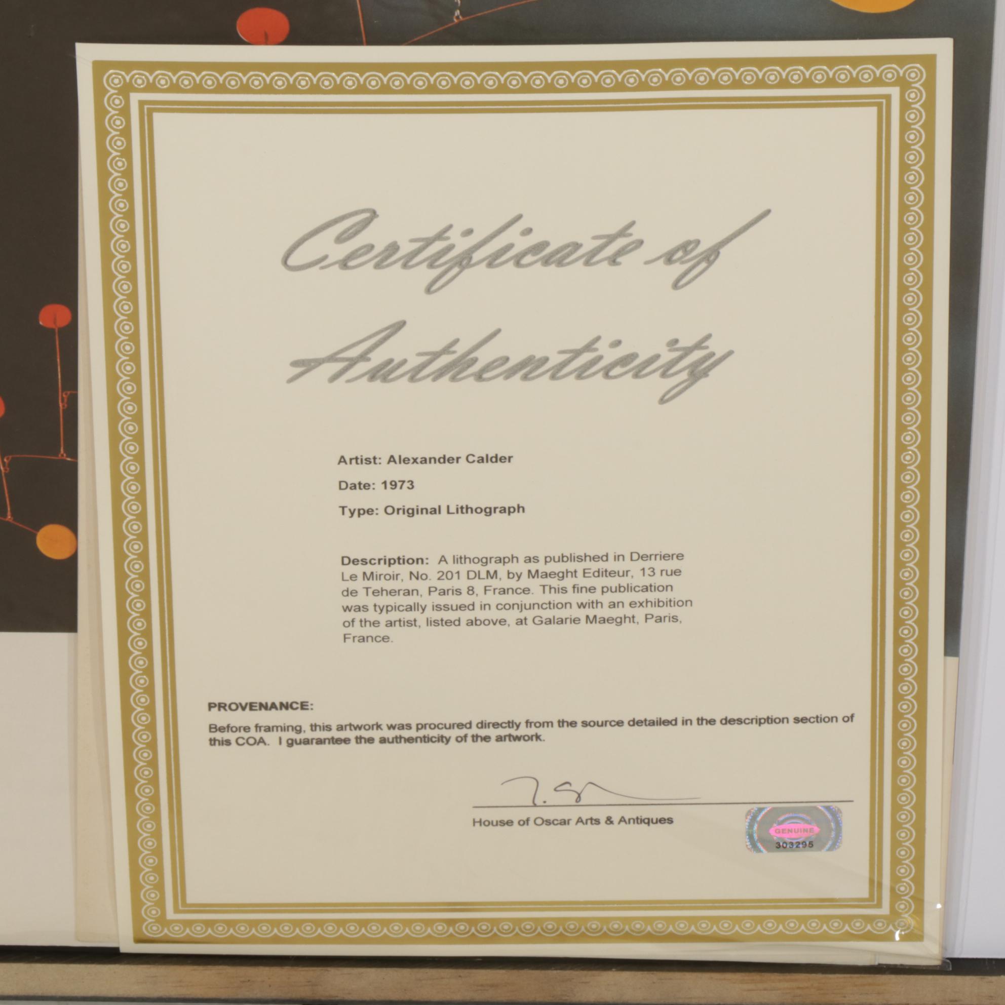 Alexander Calder Double-Page Color Lithograph for "Derrière le Miroir," 1973