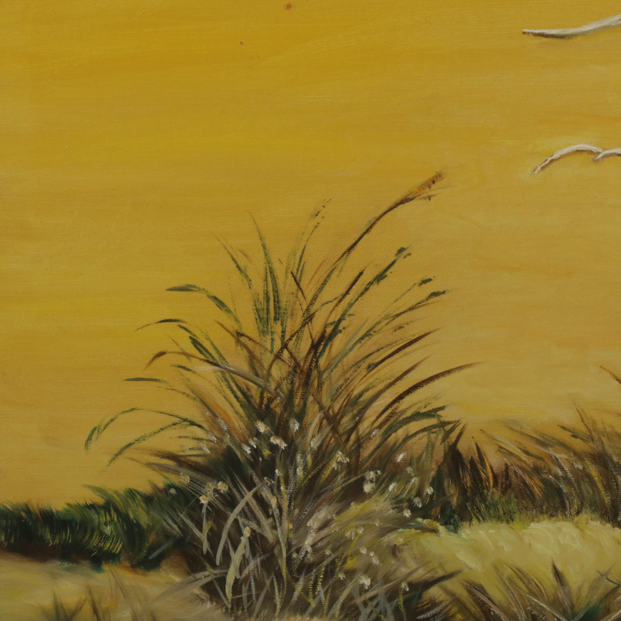 Chris Gordon Oil Painting of Marshy Beach Landscape, Late 20th Century