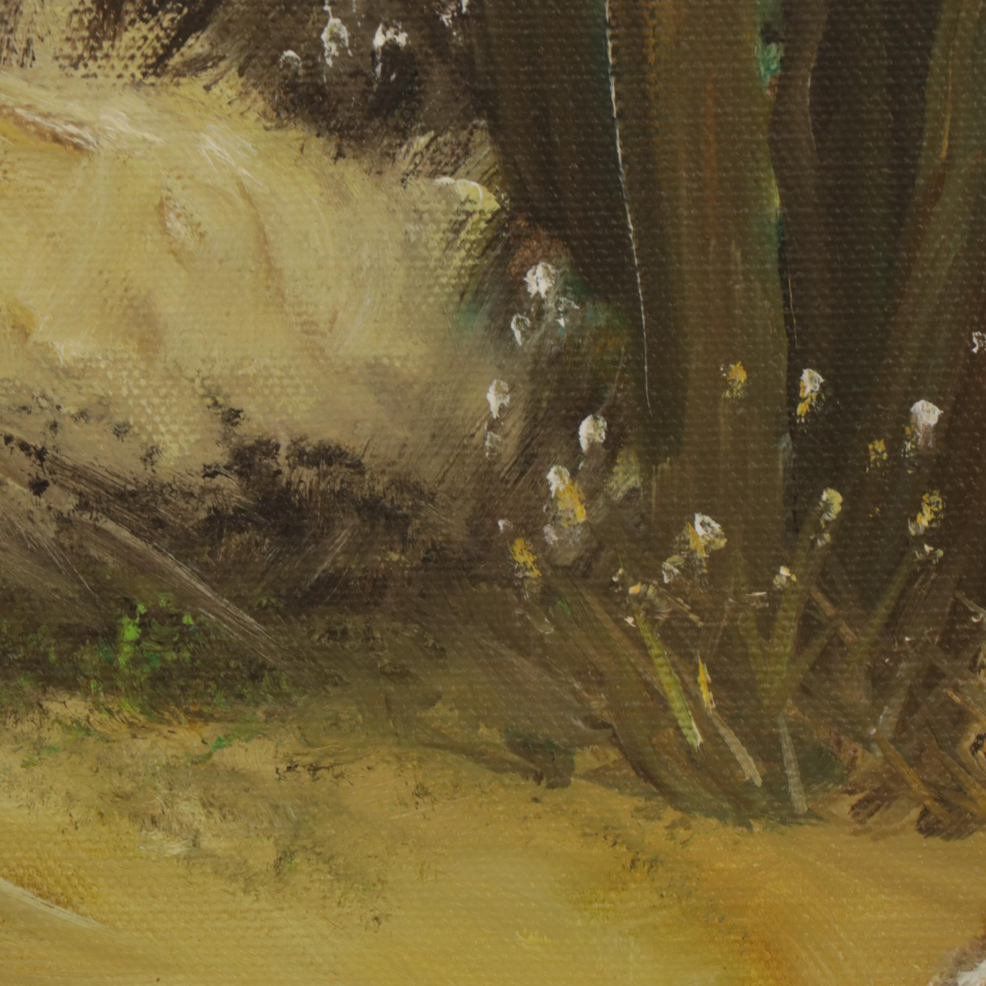 Chris Gordon Oil Painting of Marshy Beach Landscape, Late 20th Century