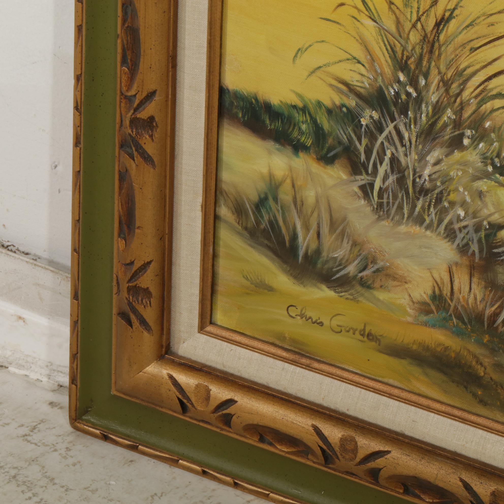 Chris Gordon Oil Painting of Marshy Beach Landscape, Late 20th Century