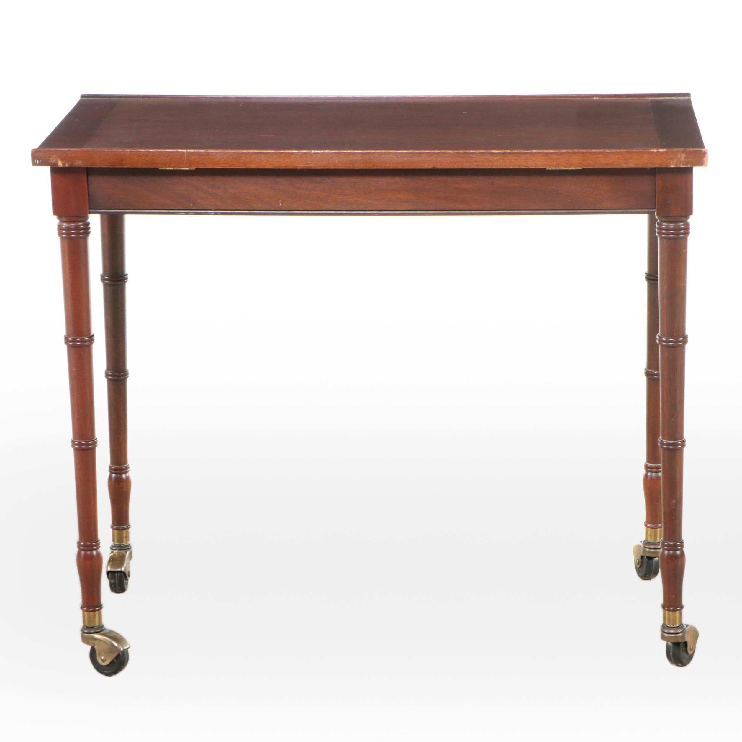 Mahogany Architect's Work Table with Bamboo Form Legs, Late 20th Century
