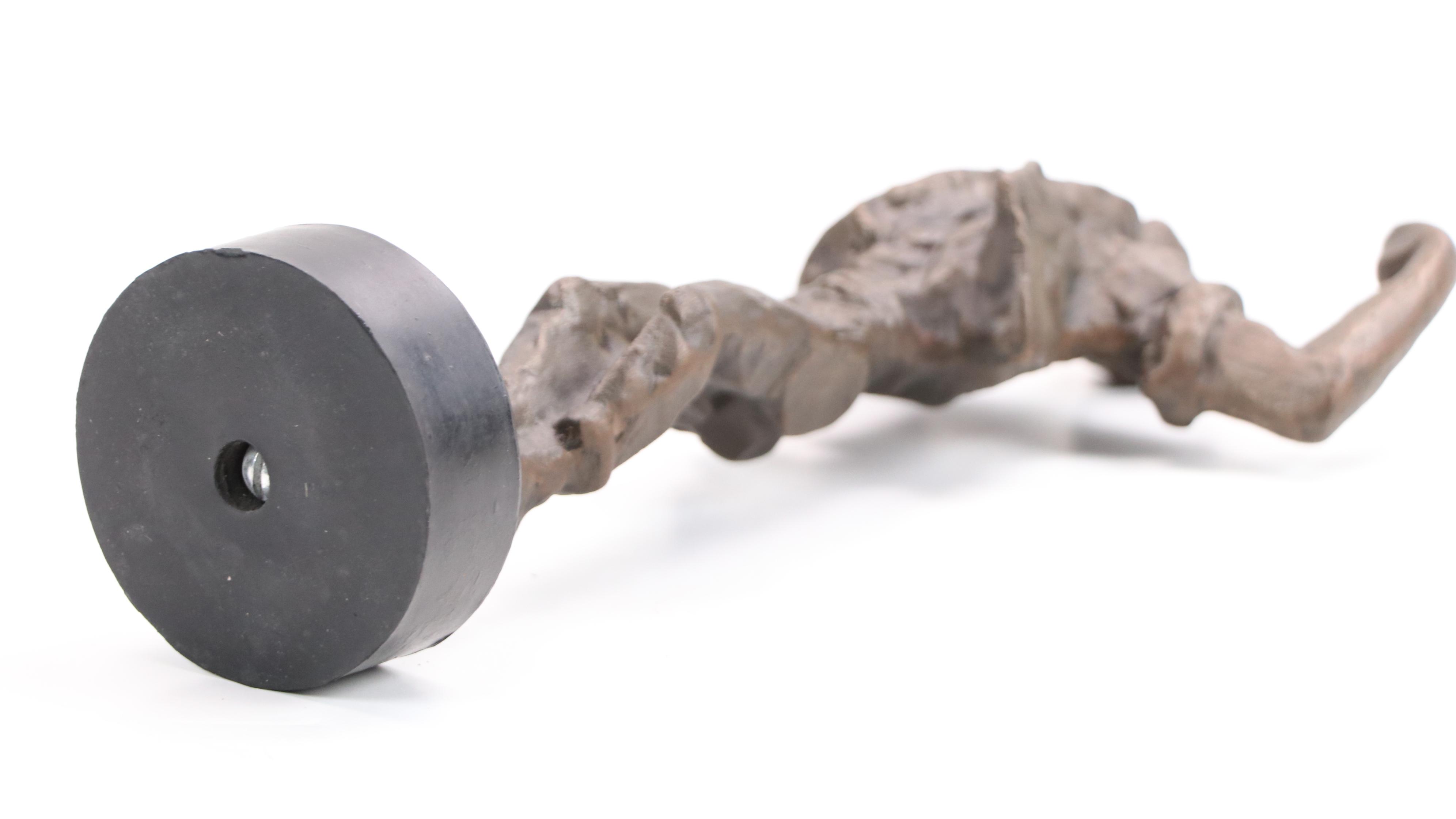 Stylized Bronze Figurine of Man in Triumphant Pose, Late 20th/21st Century