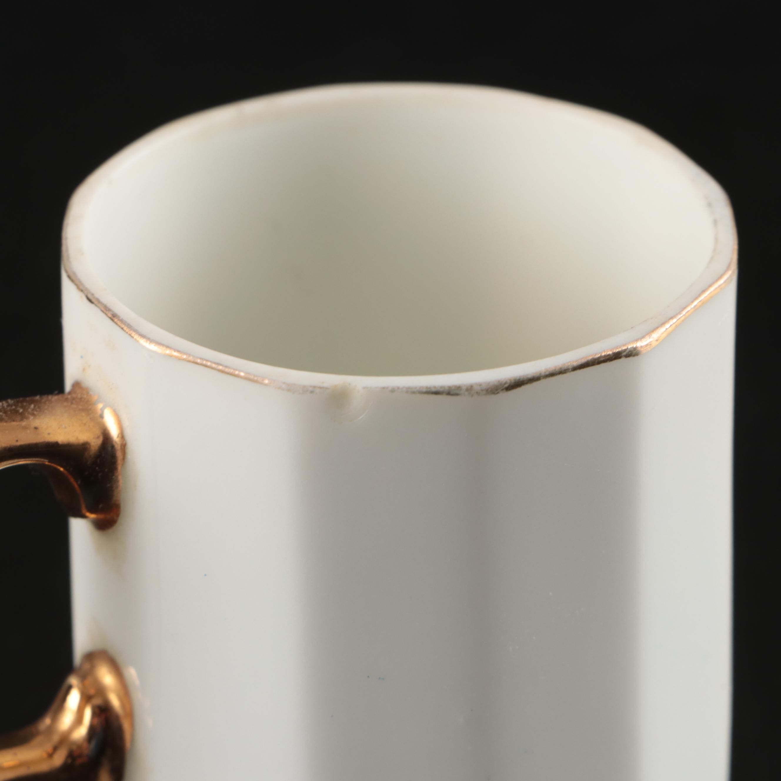 Royal Crown Gilt Rimmed Porcelain Espresso Set, 20th Century