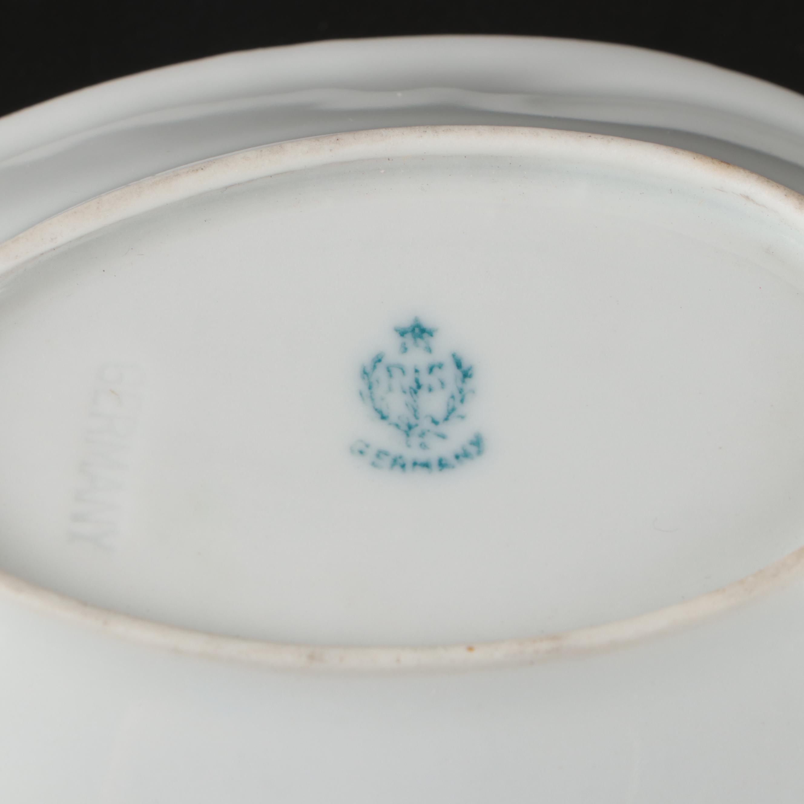 Royal Crown Gilt Rimmed Porcelain Espresso Set, 20th Century