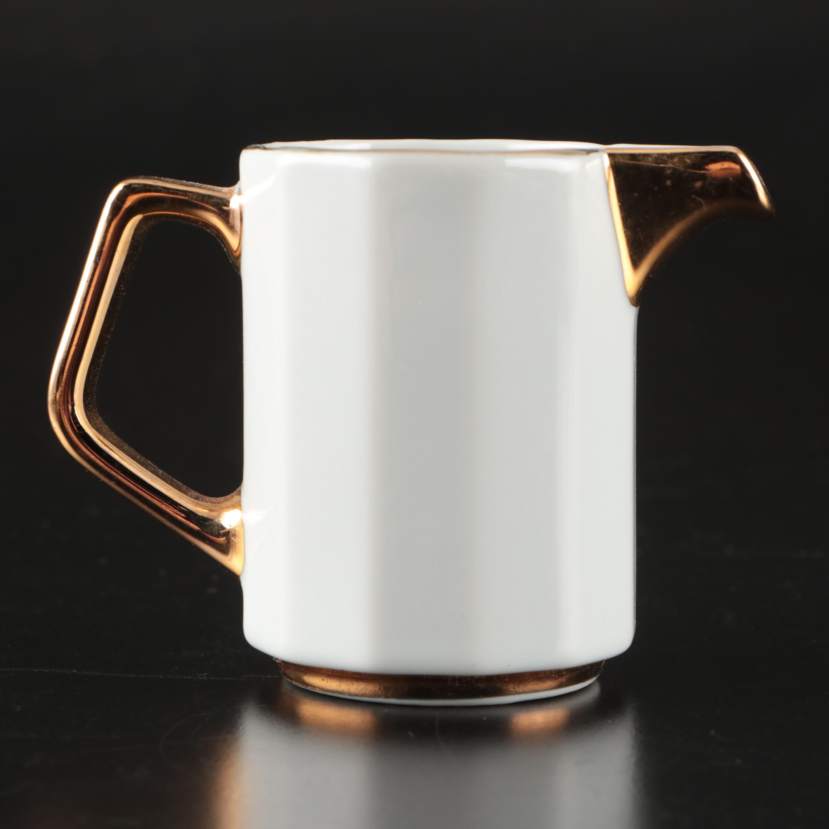 Royal Crown Gilt Rimmed Porcelain Espresso Set, 20th Century