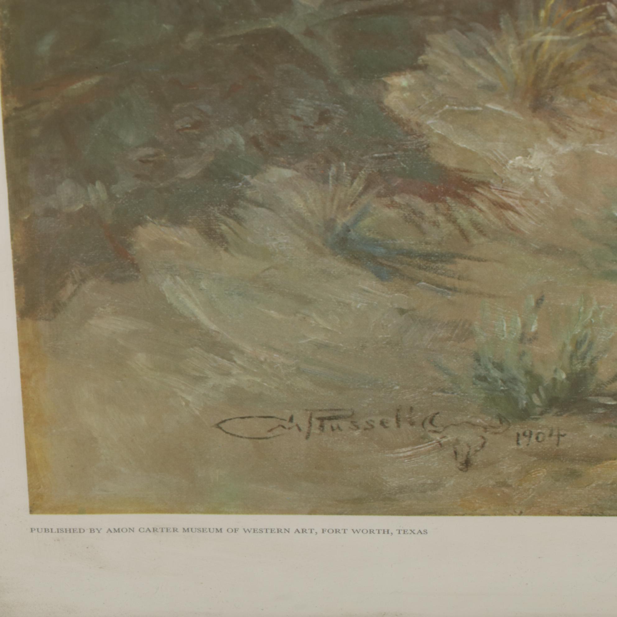 Offset Lithograph After Charles M. Russell "The Broken Rope", Late 20th Century