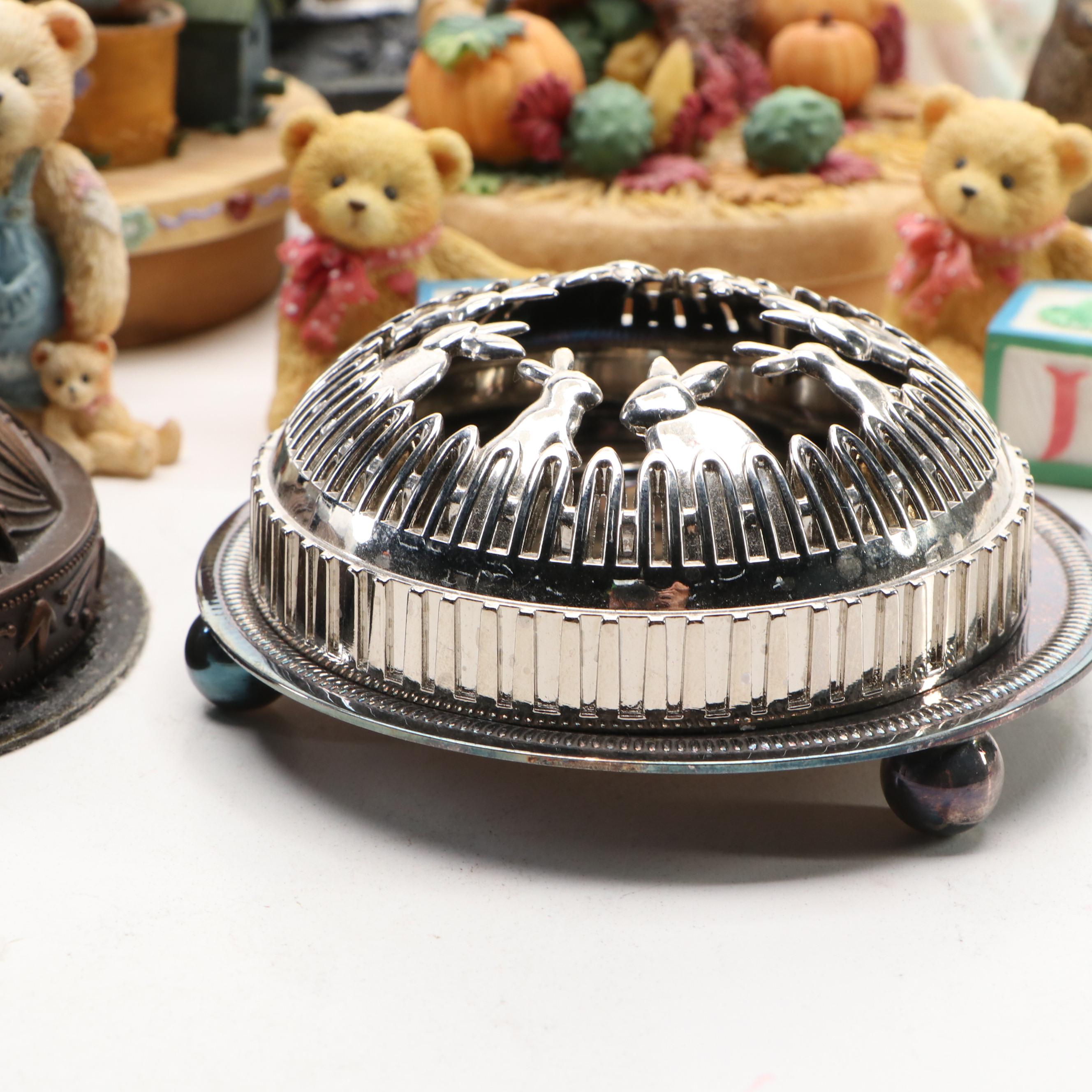 Priscilla Hillman, Klaus Wickl Bear & Rabbit Figures, Copper Craft Illuma-Lid