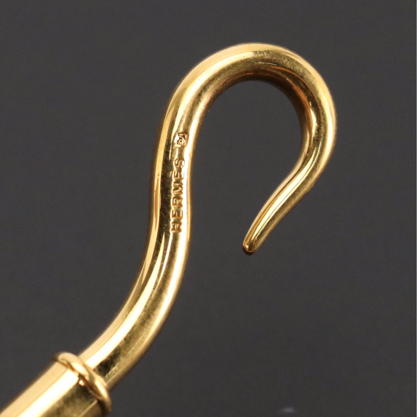 Hermès Gold Plated Jumbo Hook Bracelet in Brown Leather