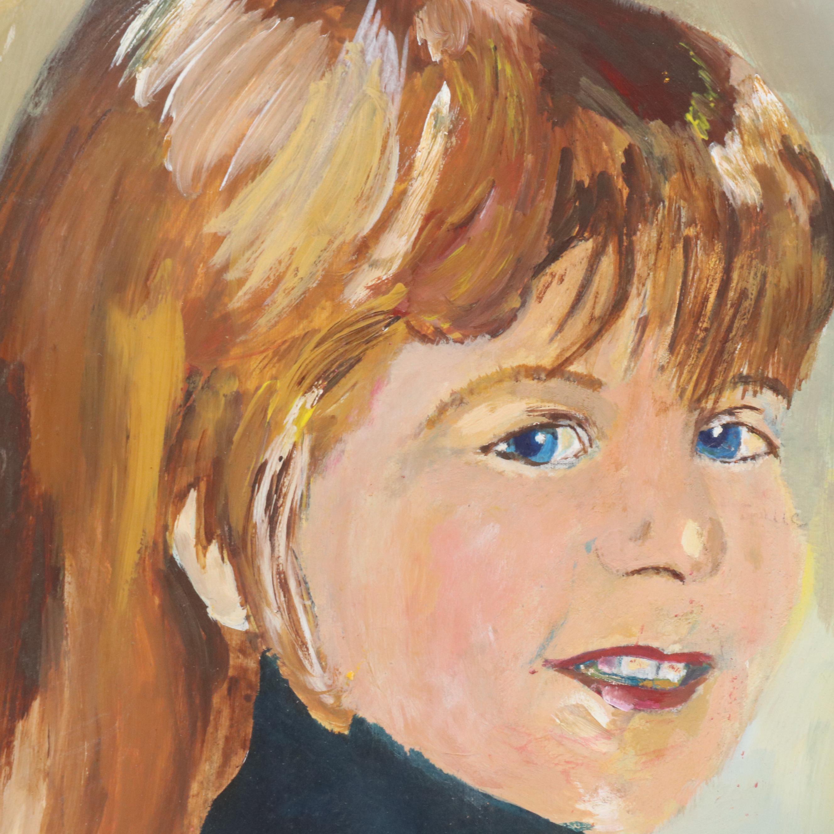 Oil Portrait of a Child, Late 20th Century