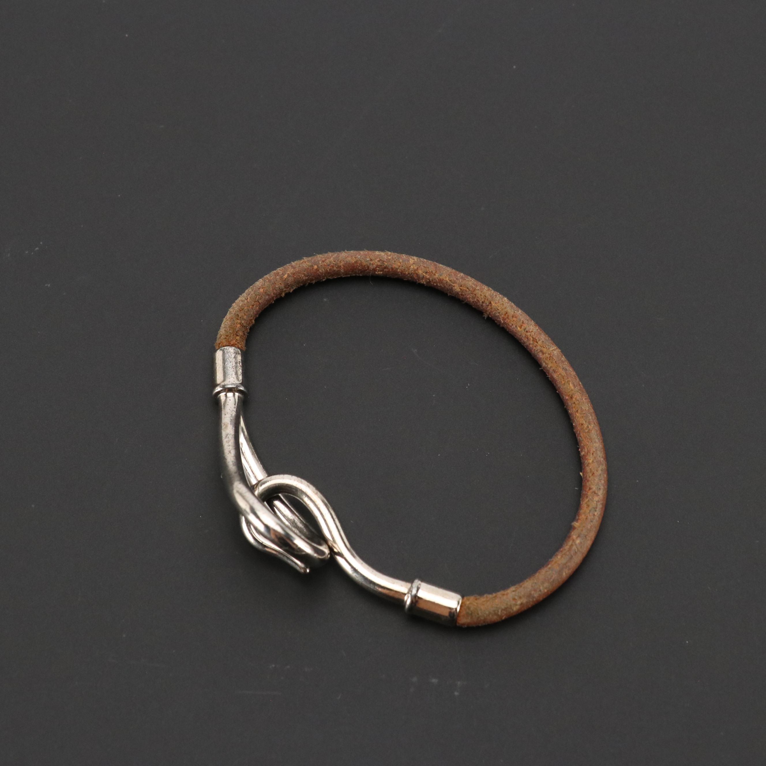 Hermès Jumbo Hook Bracelet in Brown Leather
