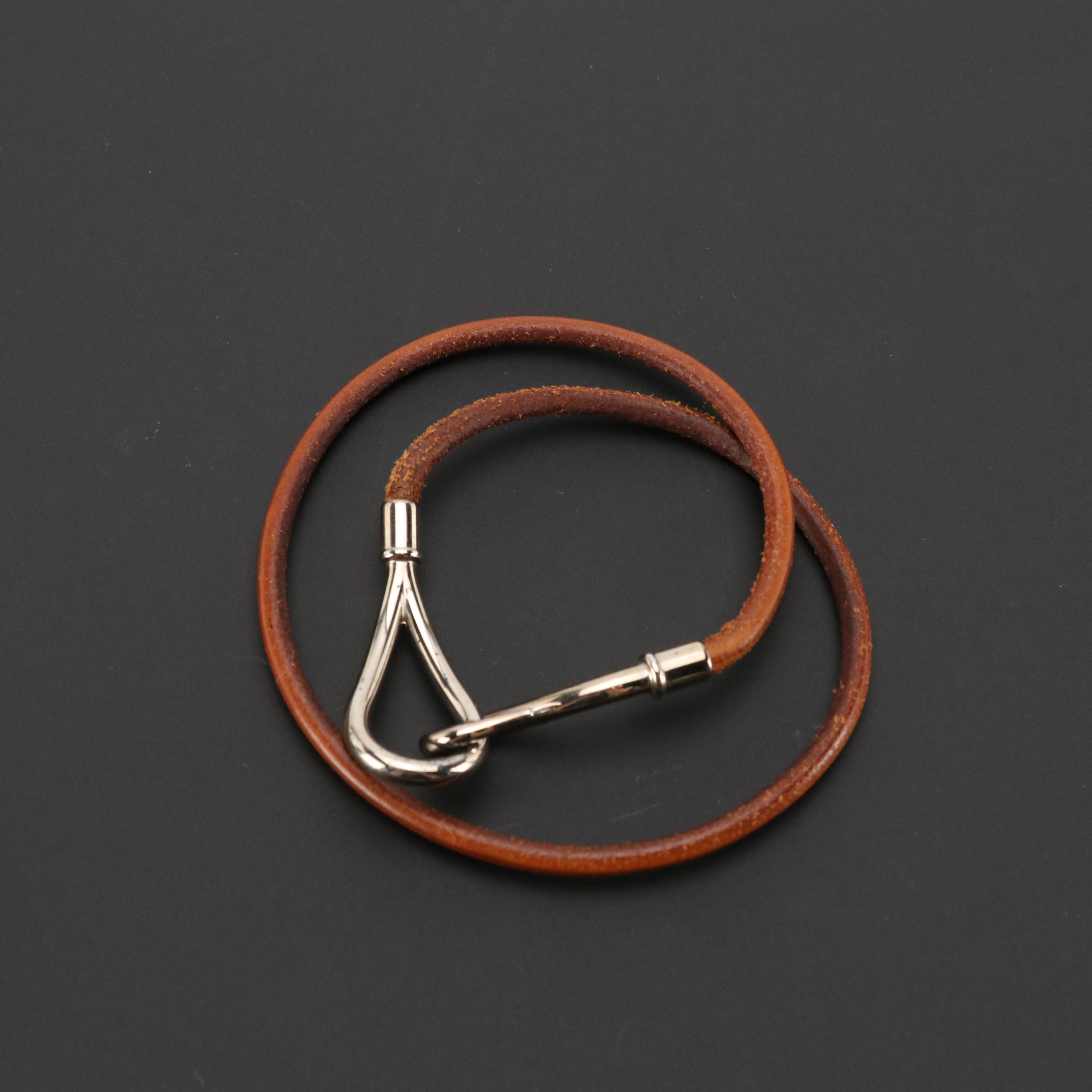 Hermès Double Tour Jumbo Hook Wrap Bracelet in Brown Leather
