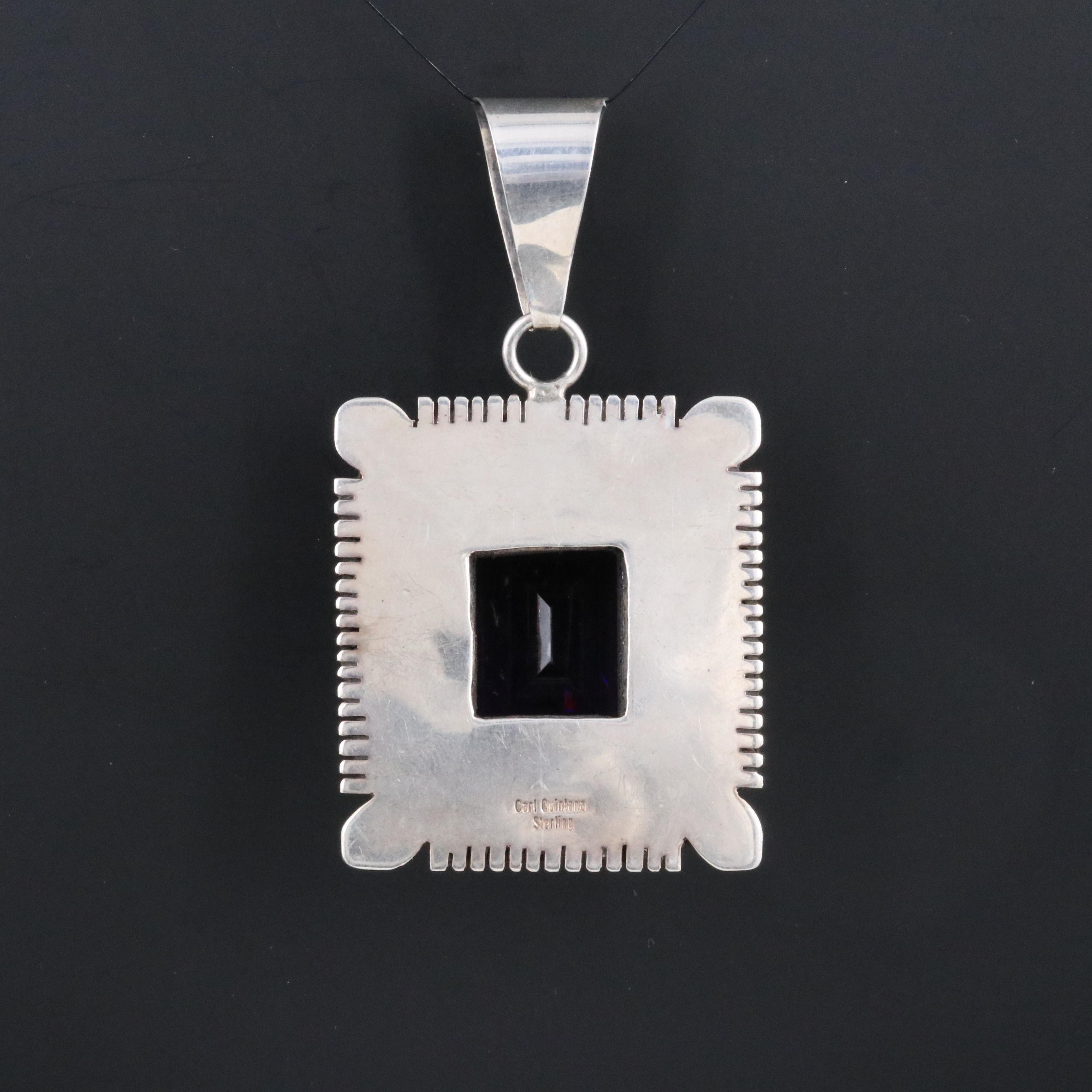 Carl Quintana Navajo Diné Sterling Amethyst Pendant