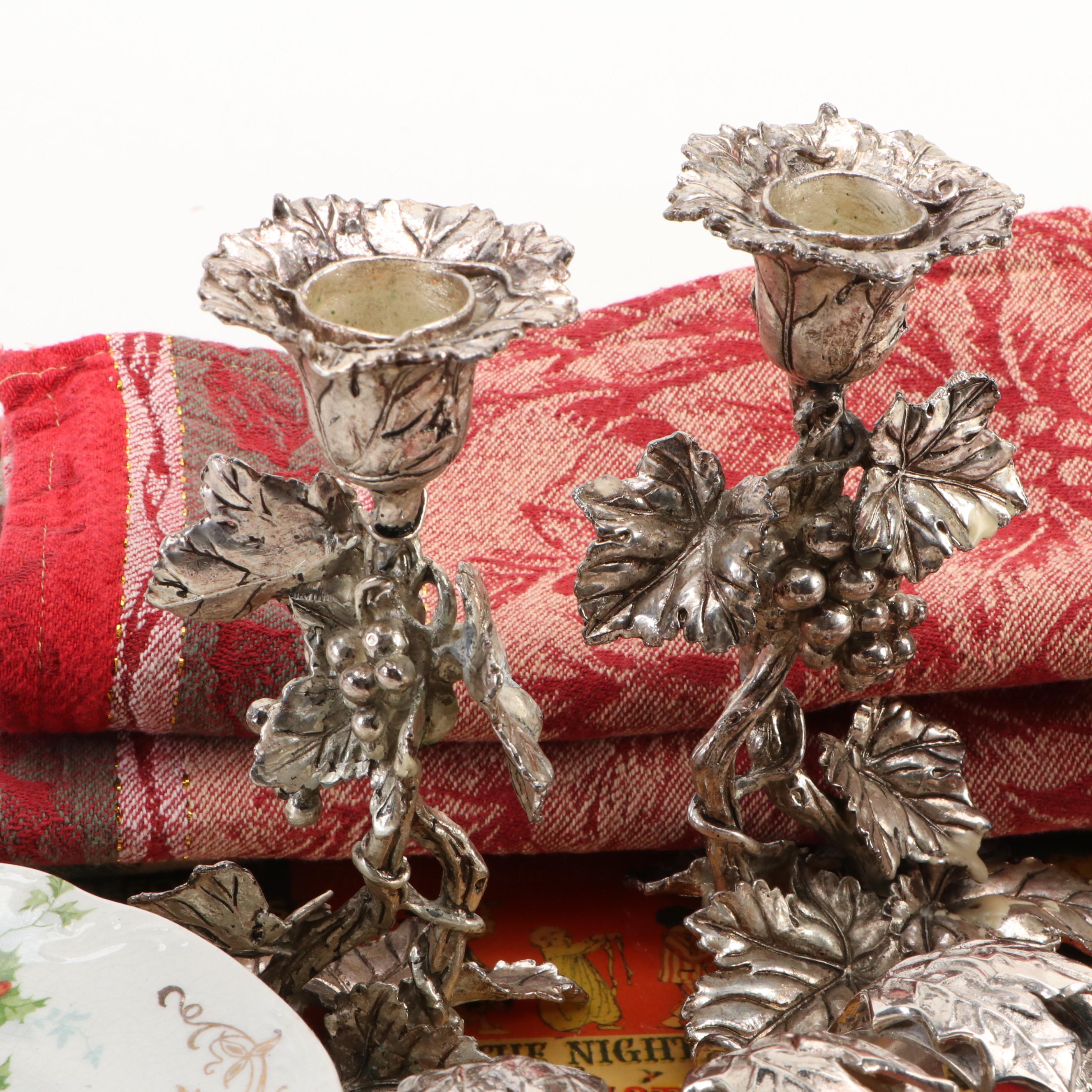 Vintage Homer Laughlin Christmas Plates with Other Holiday Table Decor