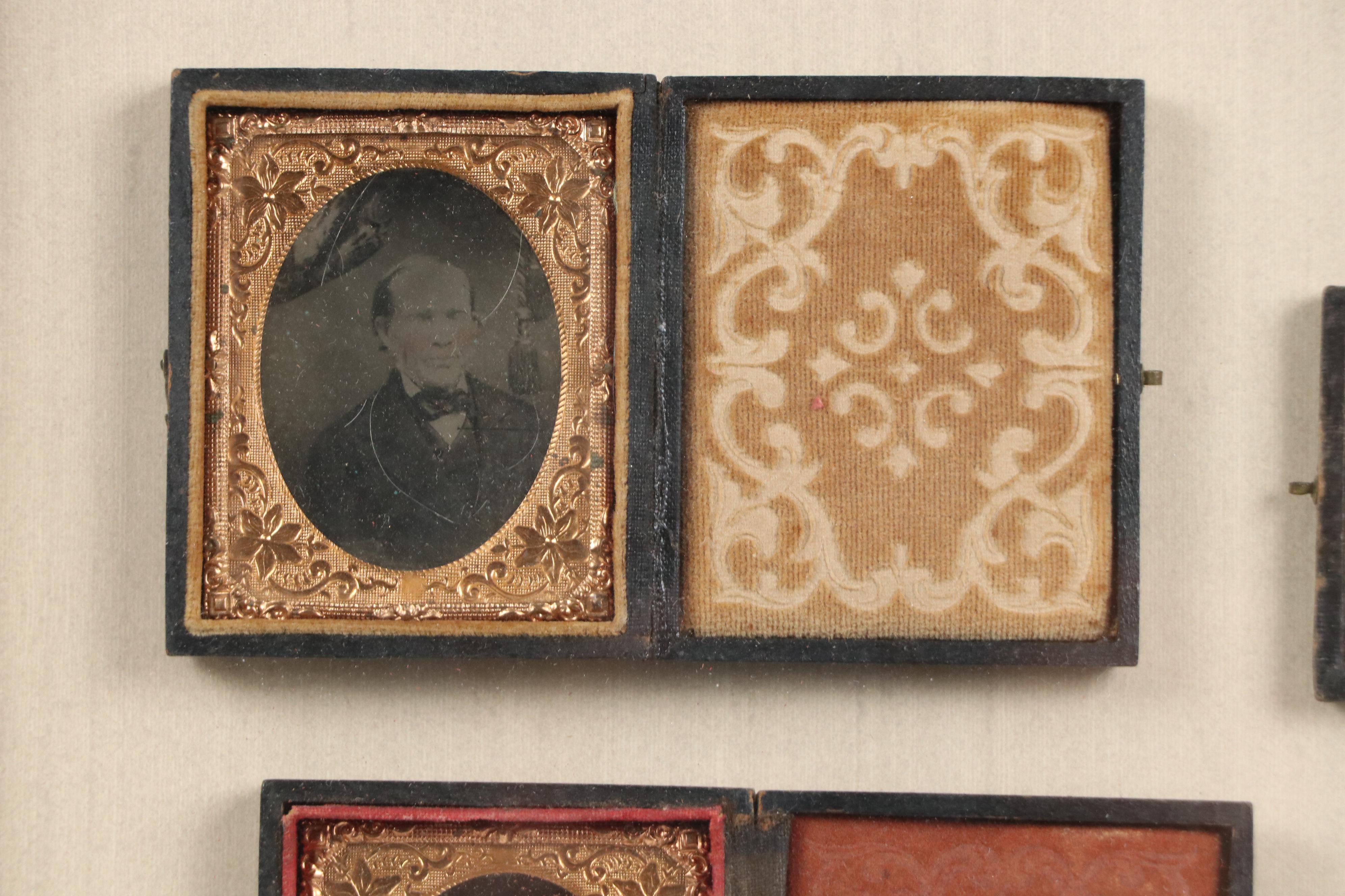 Tin Type Portraits in Gutta-Percha Cases, Mid to Late 19th Century