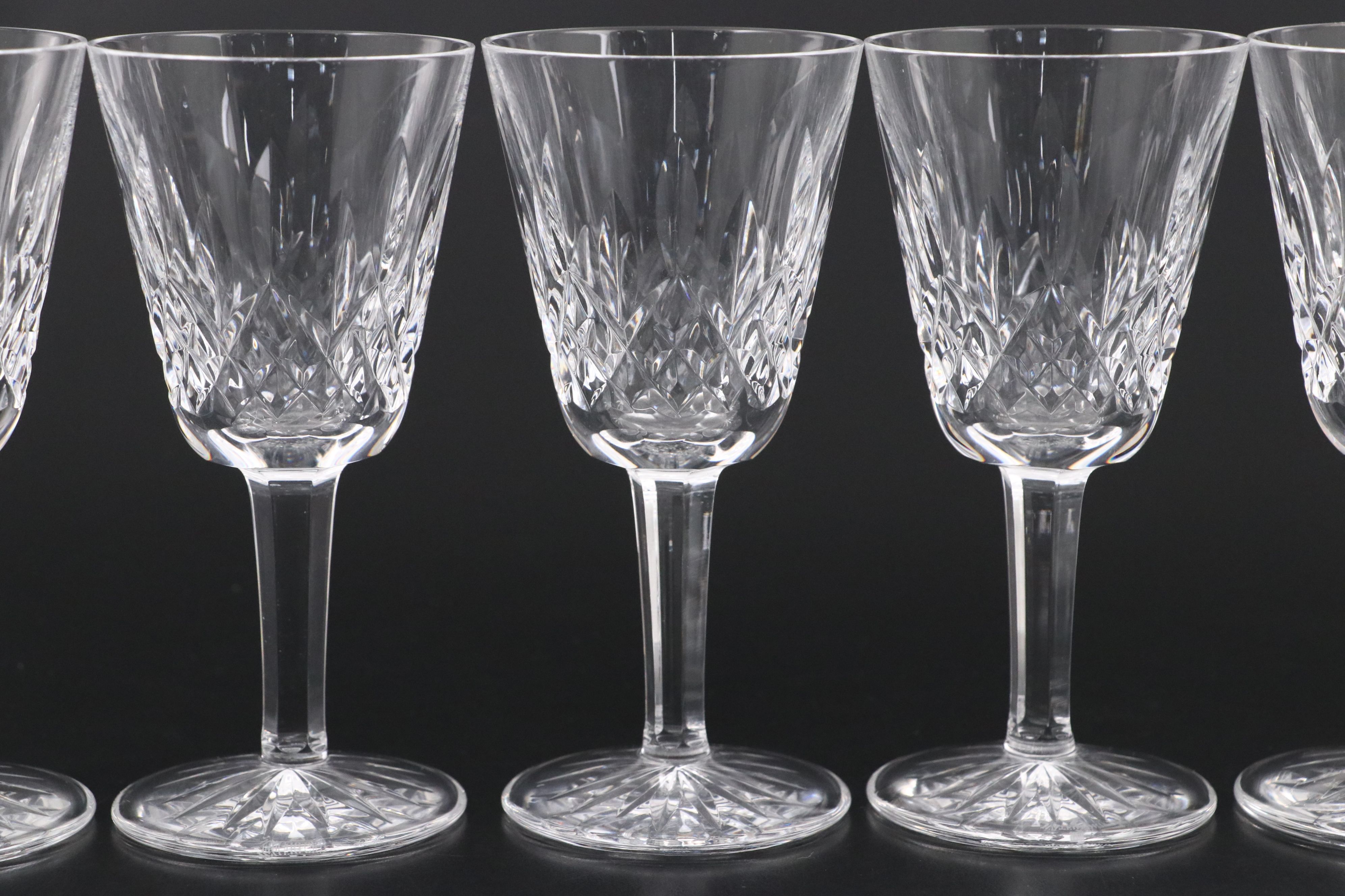 Waterford "Lismore" Crystal White Wine Glasses