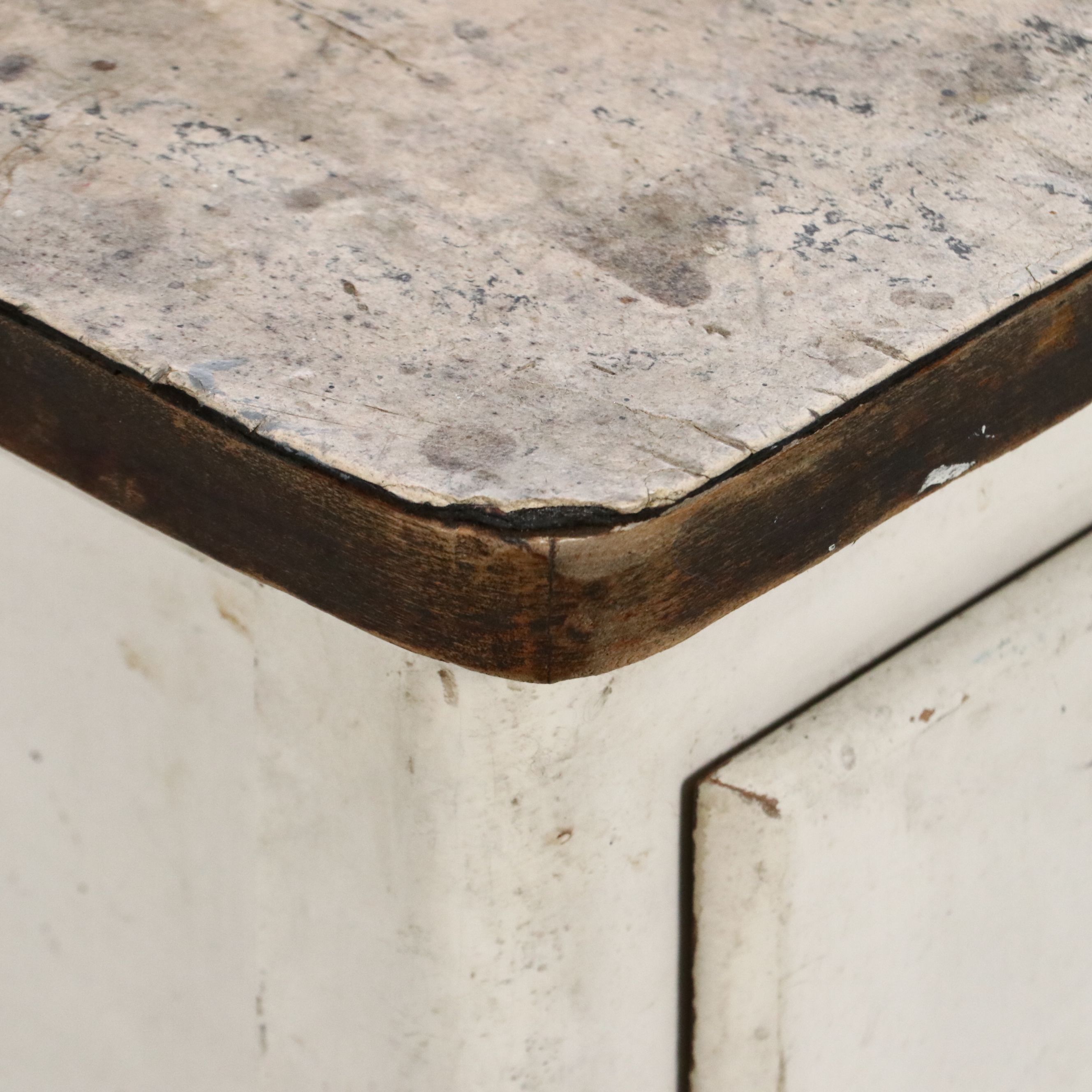 Art Deco Style Painted Wood Kitchen Cabinet with Enamel Top, Early to Mid-20th C