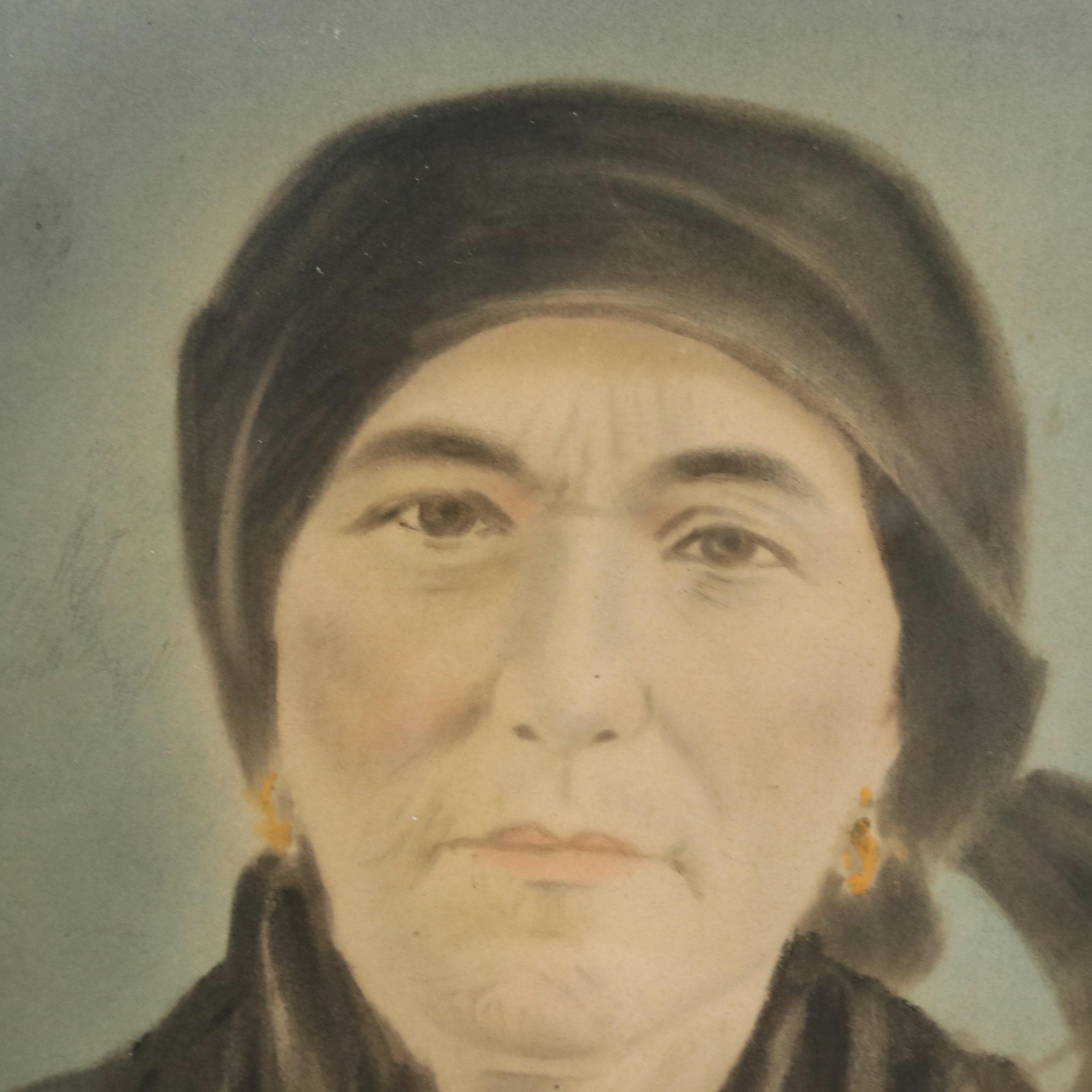 Crayon Portraits of Four Figures, Early 20th Century