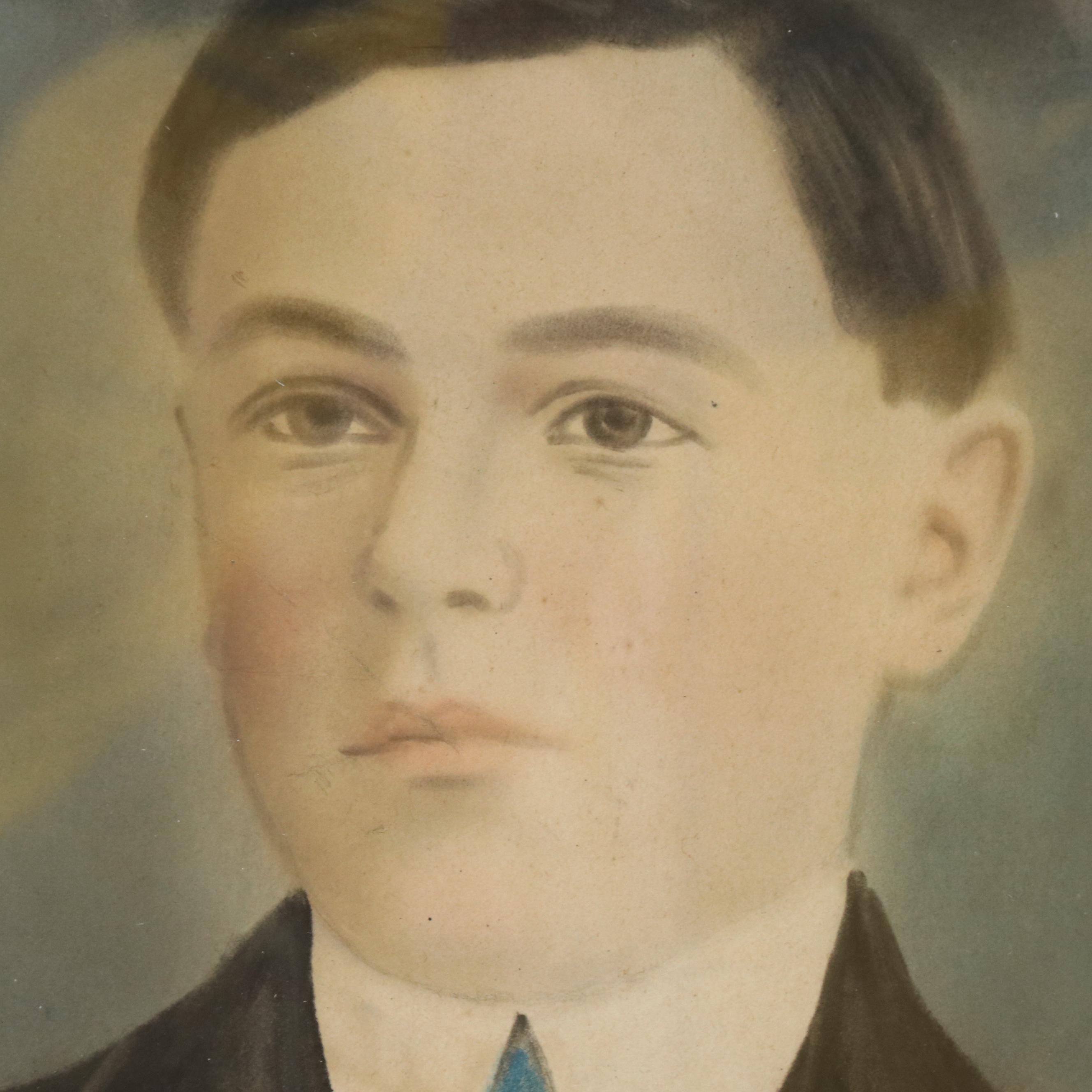 Crayon Portraits of Four Figures, Early 20th Century