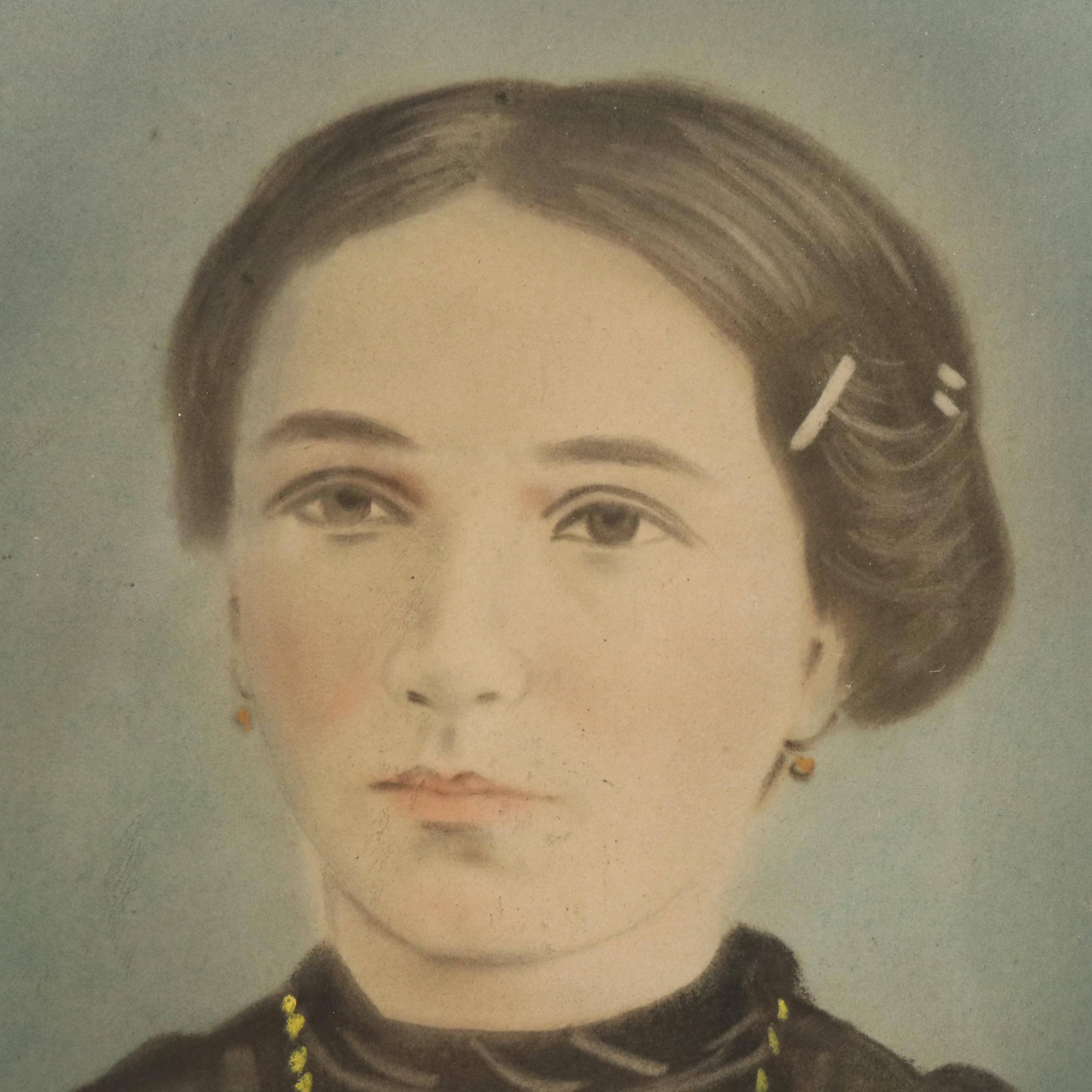 Crayon Portraits of Four Figures, Early 20th Century