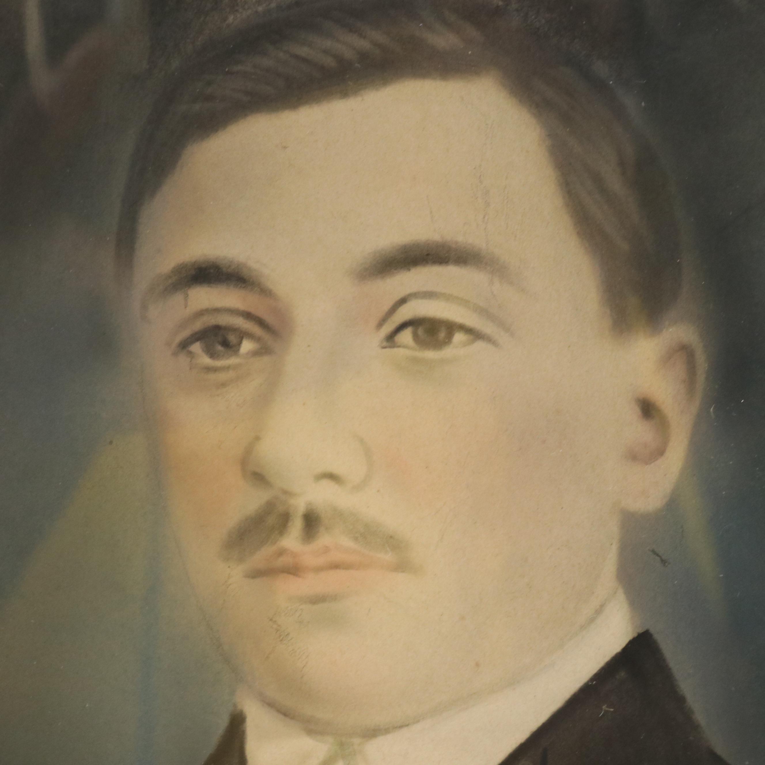 Crayon Portraits of Four Figures, Early 20th Century