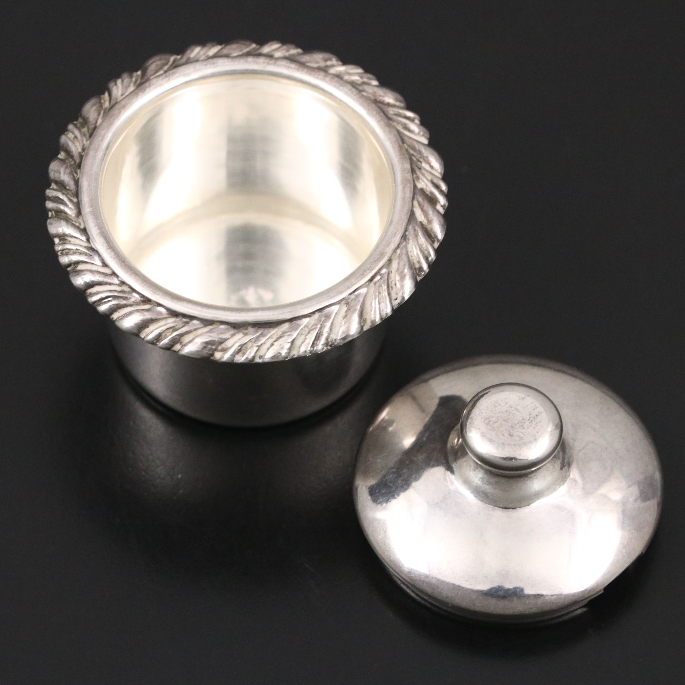 Georgian Style 900 Silver Mustard Pot