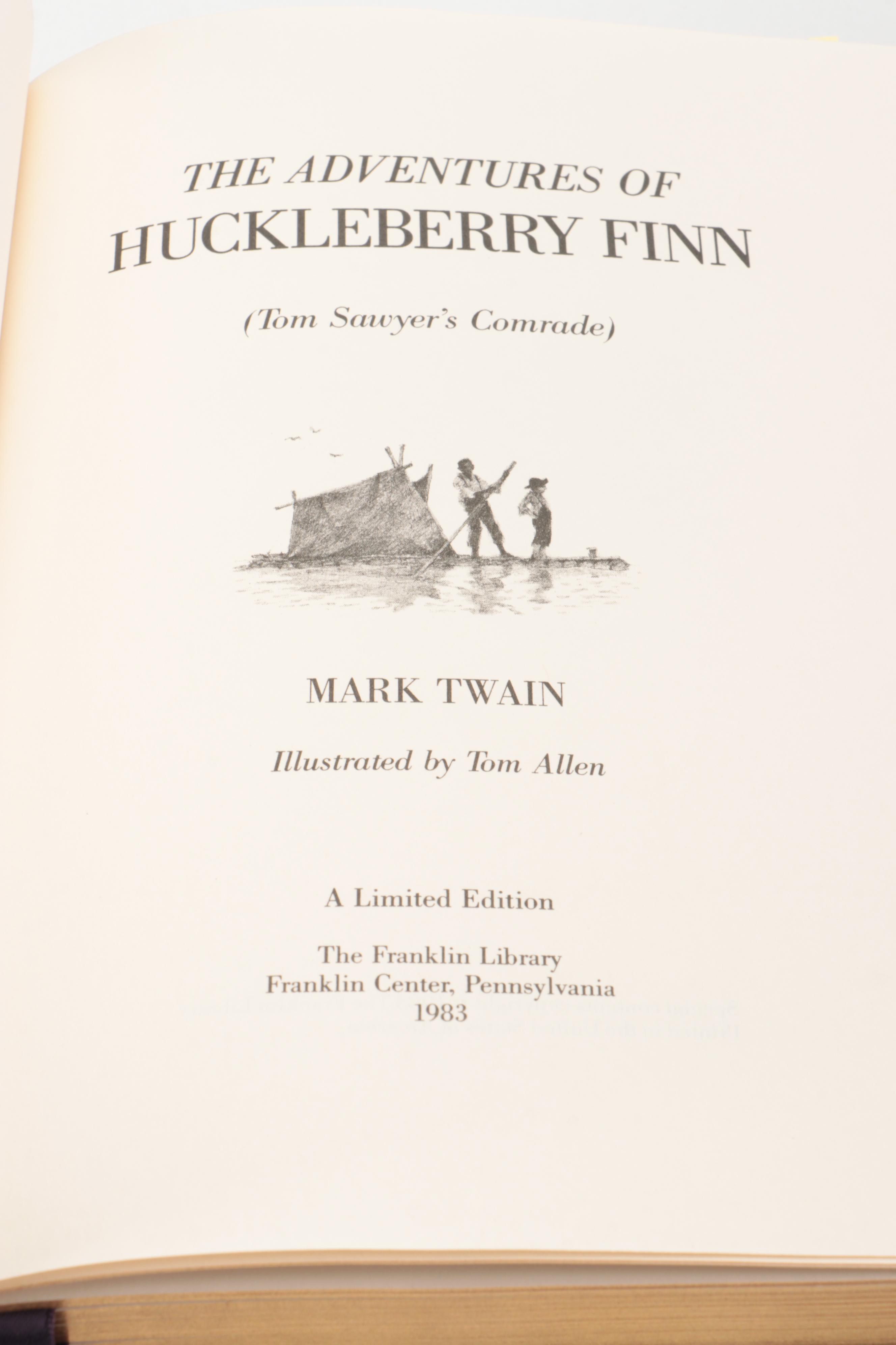 Franklin Library "The Adventures of Huckleberry Finn" and More by Mark Twain