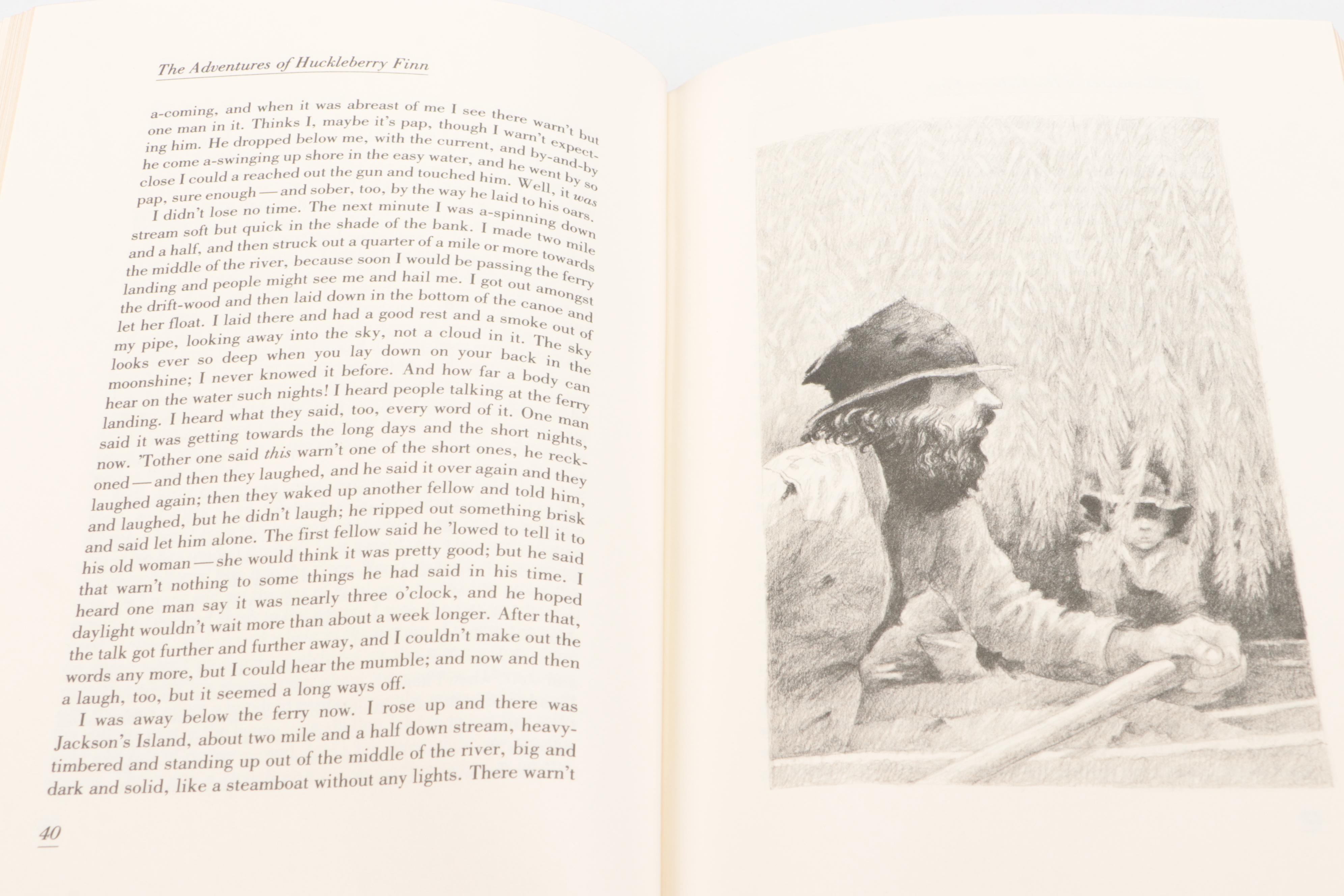 Franklin Library "The Adventures of Huckleberry Finn" and More by Mark Twain