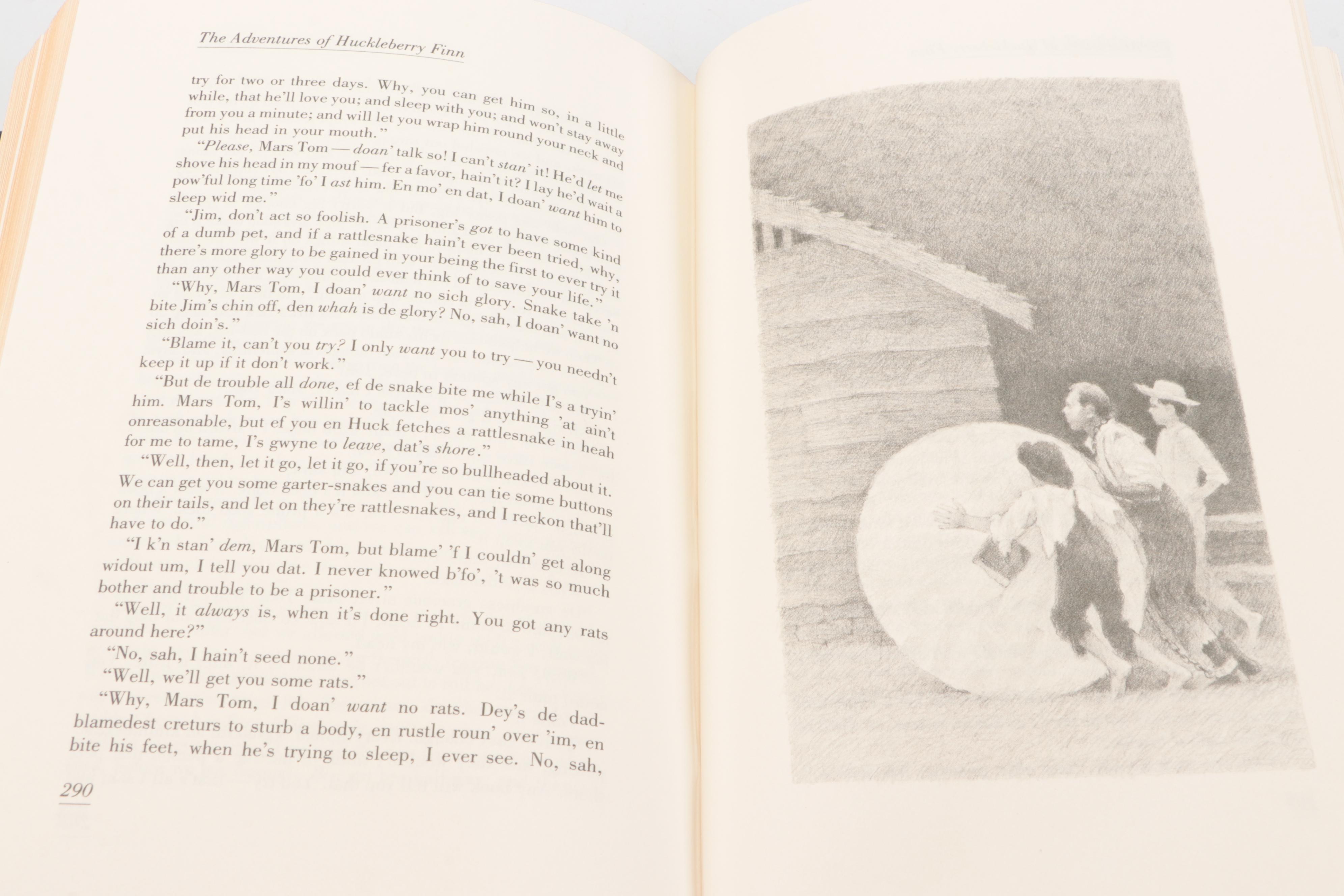 Franklin Library "The Adventures of Huckleberry Finn" and More by Mark Twain