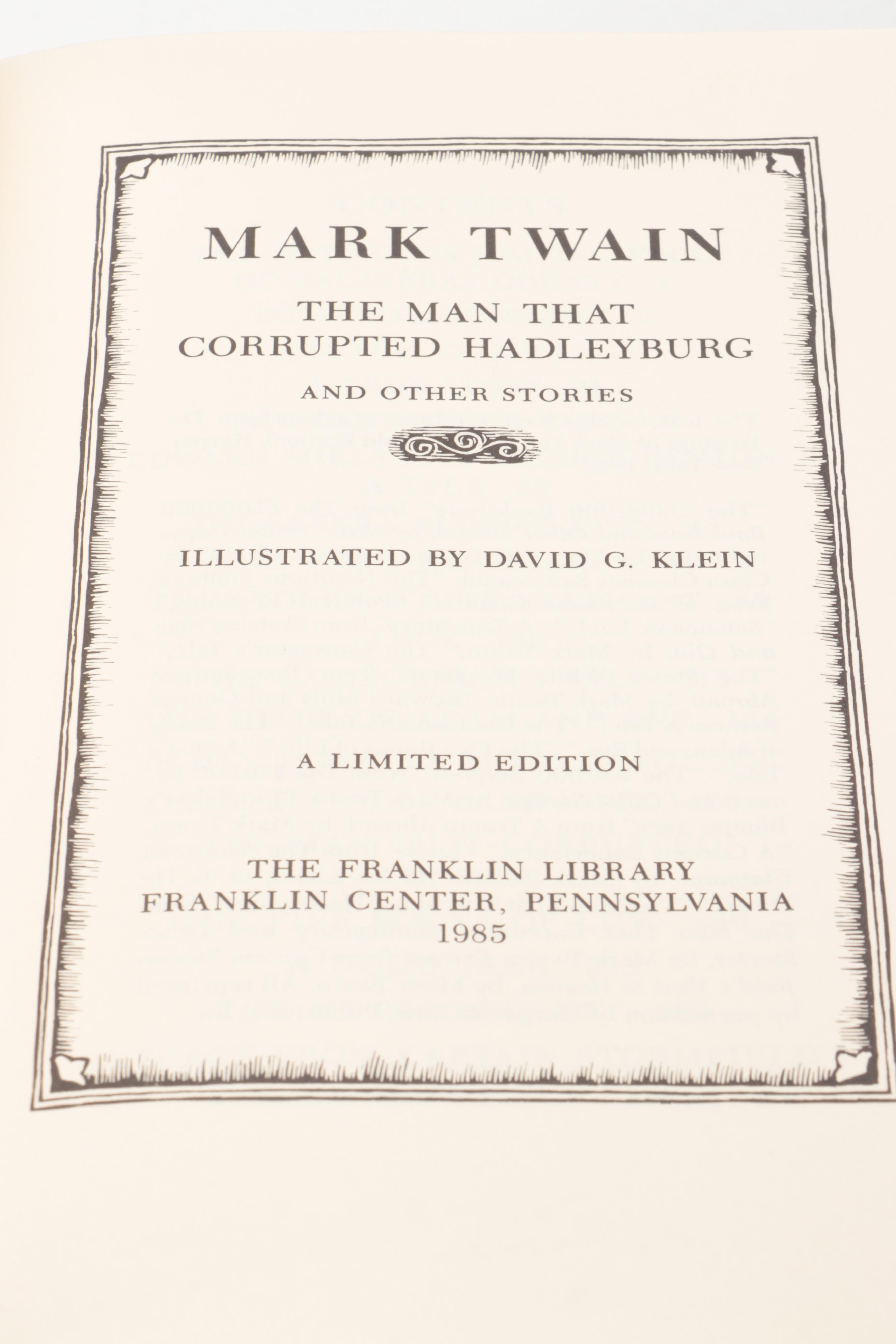 Franklin Library "The Adventures of Huckleberry Finn" and More by Mark Twain