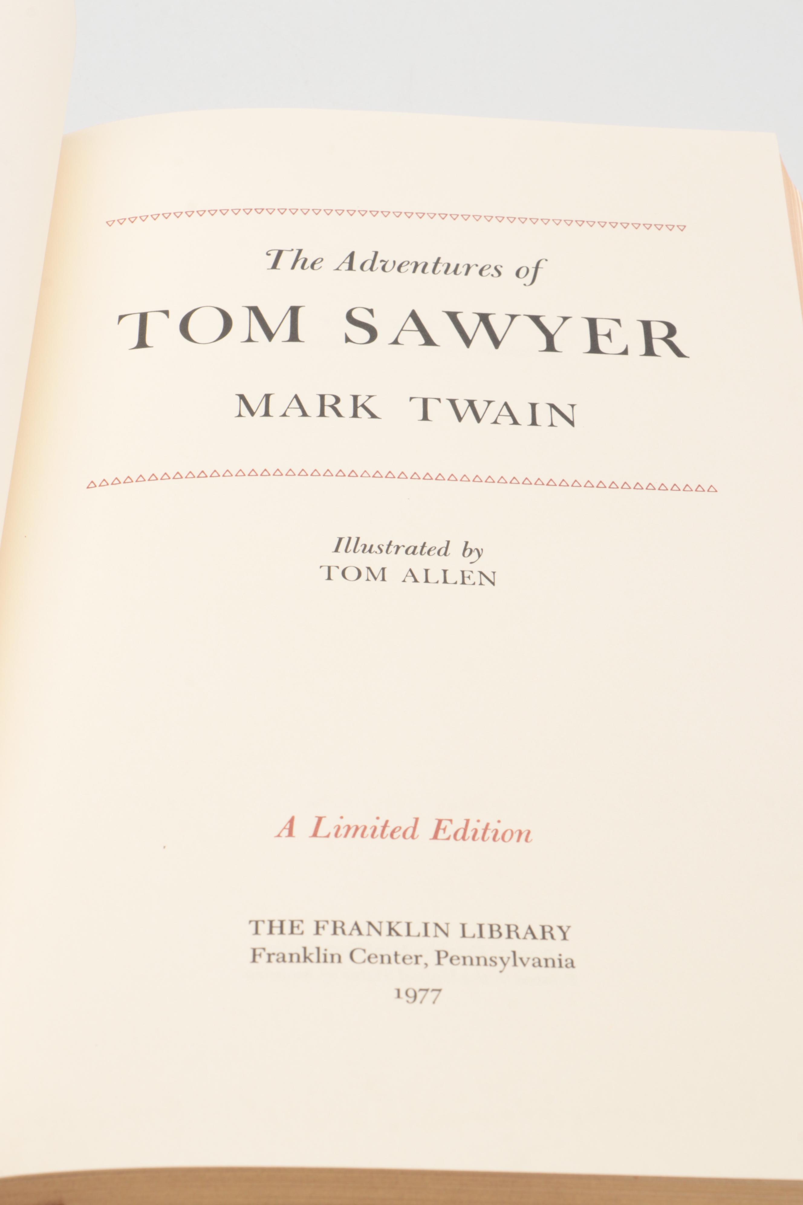 Franklin Library "The Adventures of Huckleberry Finn" and More by Mark Twain