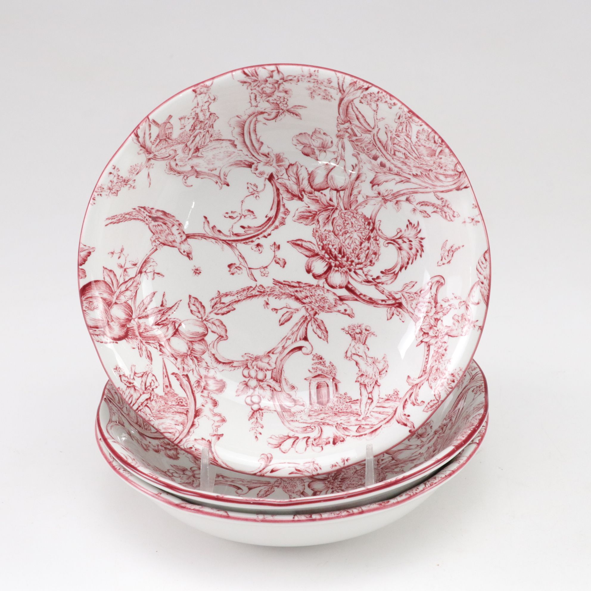 Spode Williamsburg "Provincial Garden" Cranberry Dinnerware and Patterned Fabric