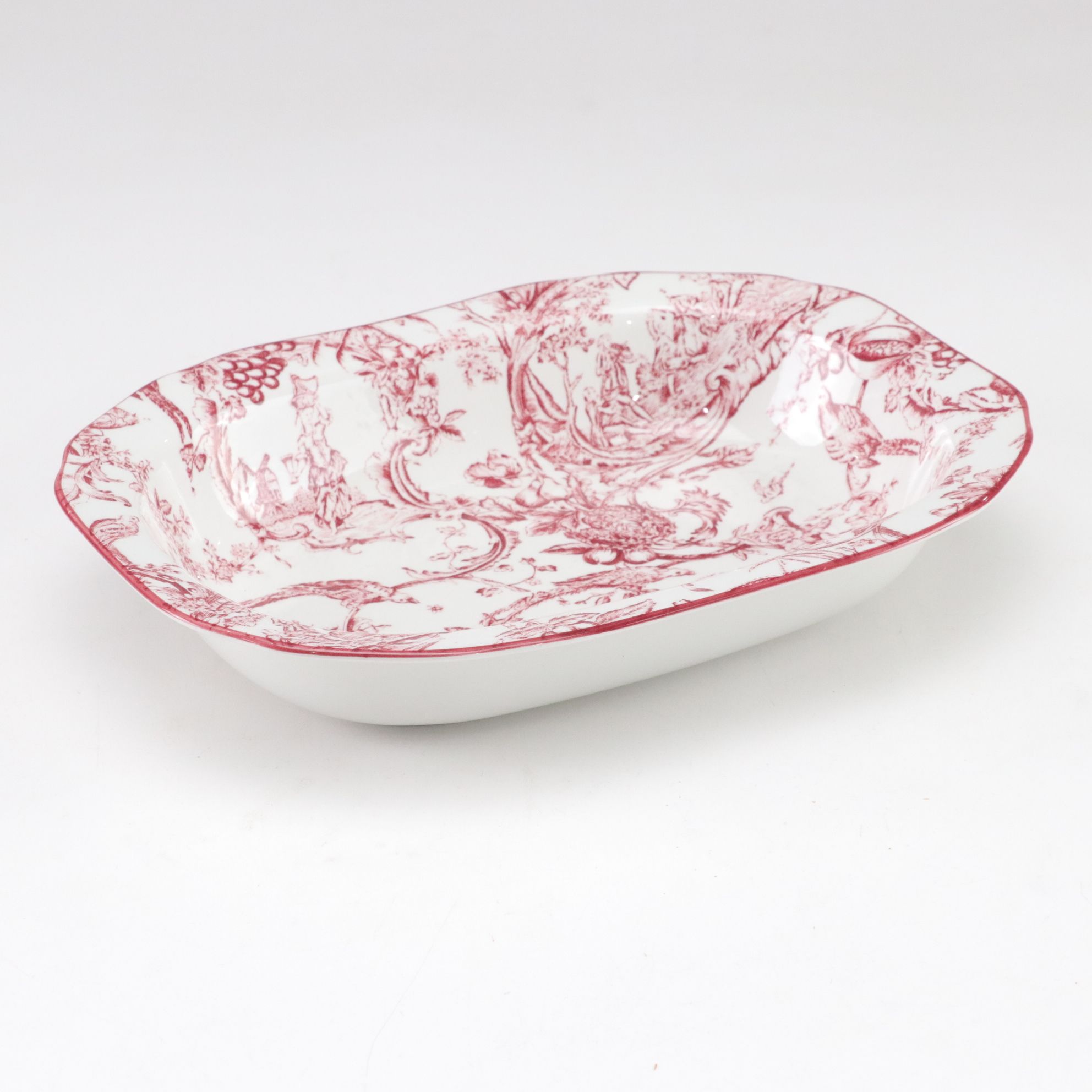 Spode Williamsburg "Provincial Garden" Cranberry Dinnerware and Patterned Fabric