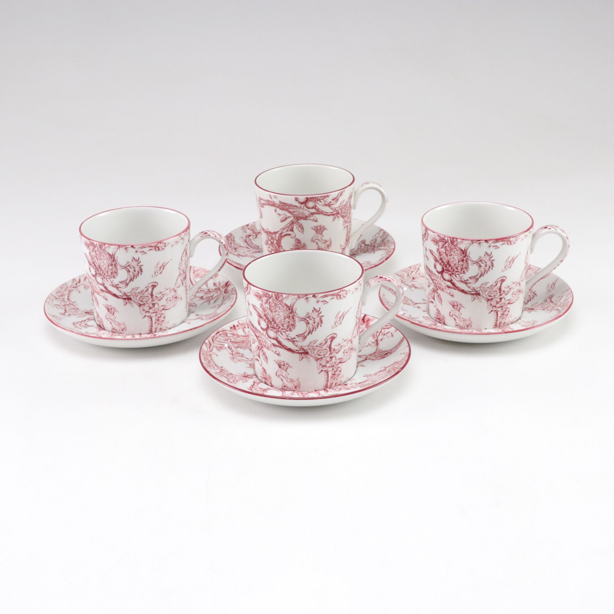 Spode Williamsburg "Provincial Garden" Cranberry Dinnerware and Patterned Fabric