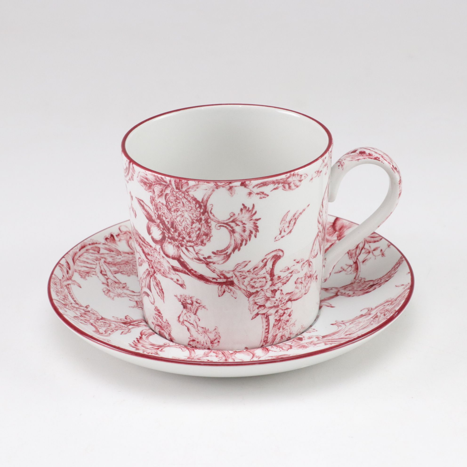 Spode Williamsburg "Provincial Garden" Cranberry Dinnerware and Patterned Fabric